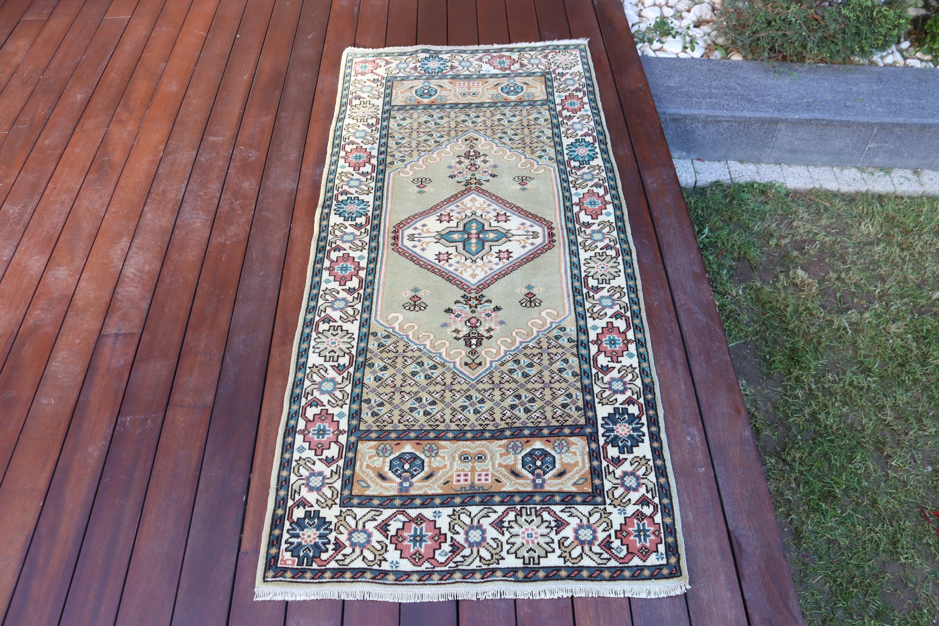 Küçük Boho Halılar, Vintage Halı, Bildiri Halısı, Yeşil Yatak Odası Halıları, El Dokuma Halı, 2.4x5.2 ft Küçük Halılar, Araba Paspas Halısı, Türk Halıları