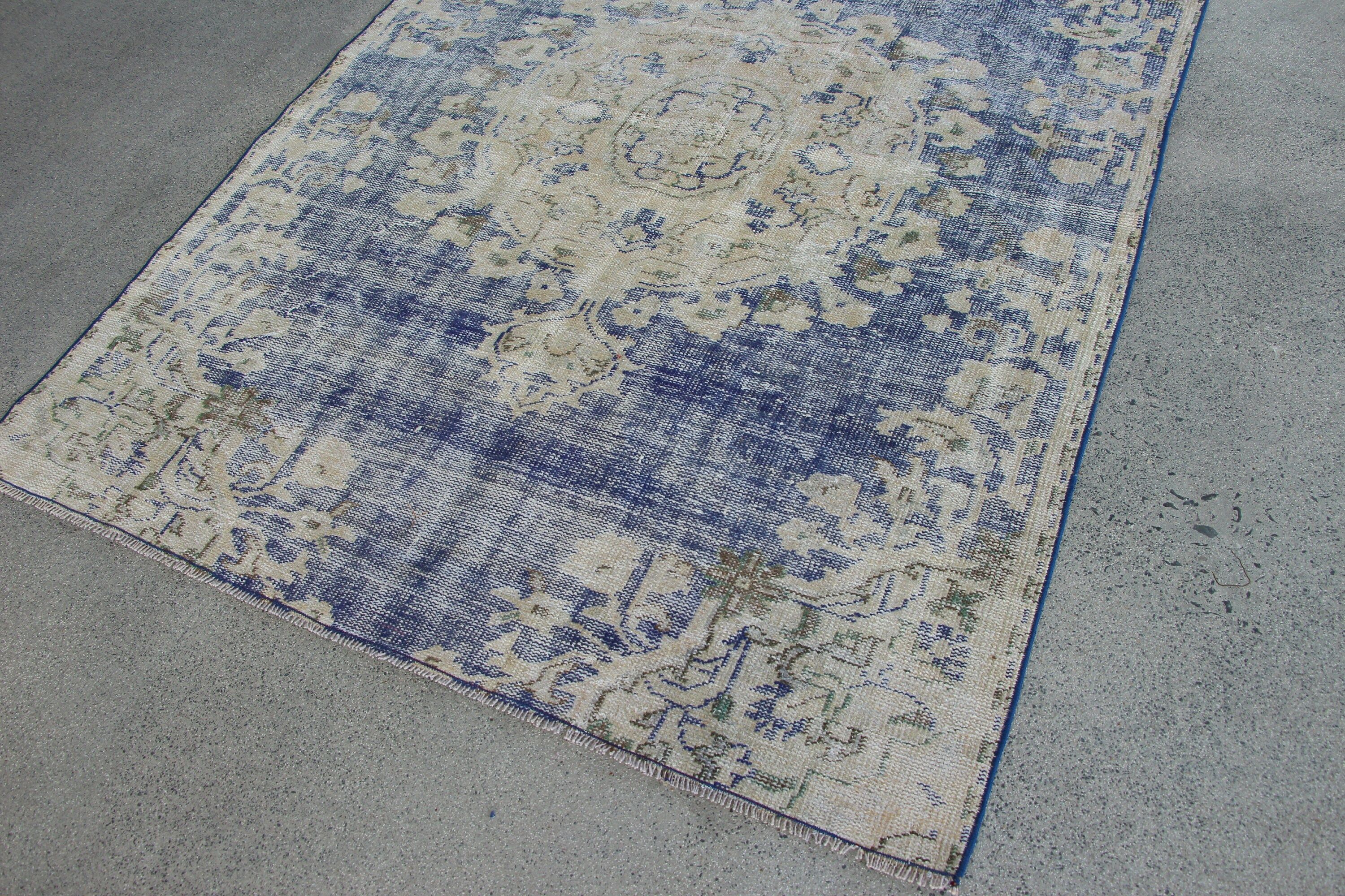 Dining Room Rug, Turkish Rug, 5x6.5 ft Area Rug, Vintage Rug, Blue Home Decor Rug, Oriental Rug, Organic Rug, Living Room Rug