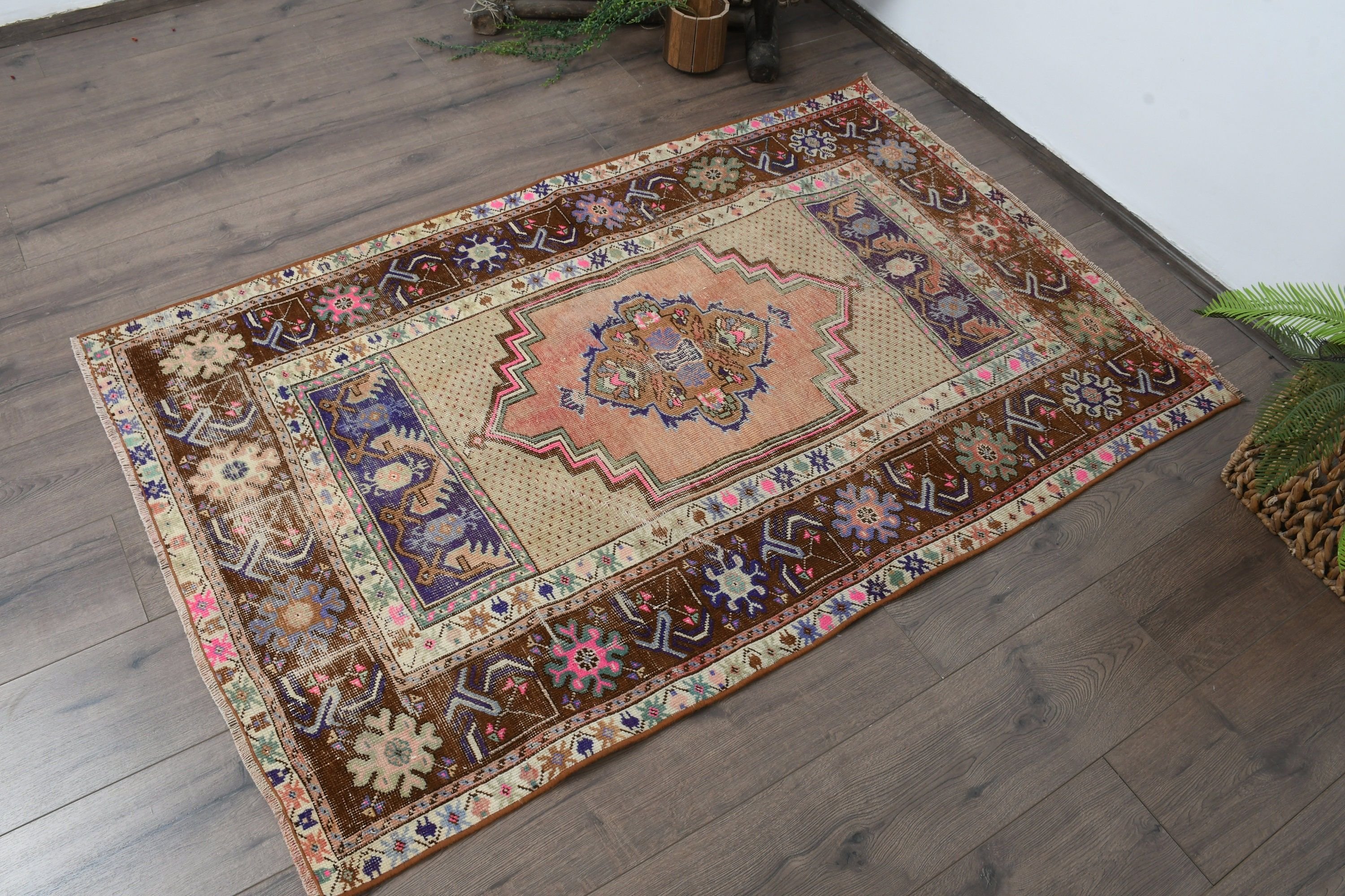 Eclectic Rug, 3.3x5.2 ft Accent Rug, Turkish Rug, Vintage Rug, Brown Anatolian Rugs, Bedroom Rug, Moroccan Rugs, Entry Rug, Antique Rug