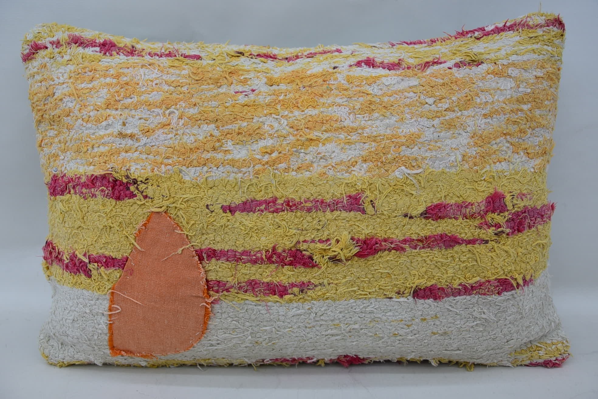 Kilim Cushion Sham, Bright Pillow, 16"x24" White Pillow, Ethnical Kilim Rug Pillow, Hippie Throw Pillow Sham, Interior Designer Pillow