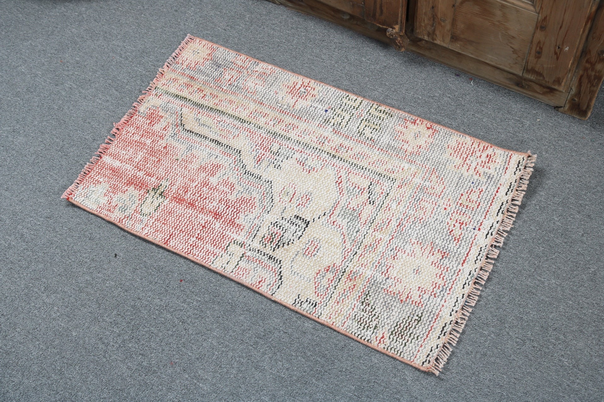 Wall Hanging Rugs, Handmade Rug, Beige Modern Rug, Door Mat Rug, Vintage Rugs, Turkish Rugs, 1.6x2.7 ft Small Rug, Wool Rug, Antique Rugs