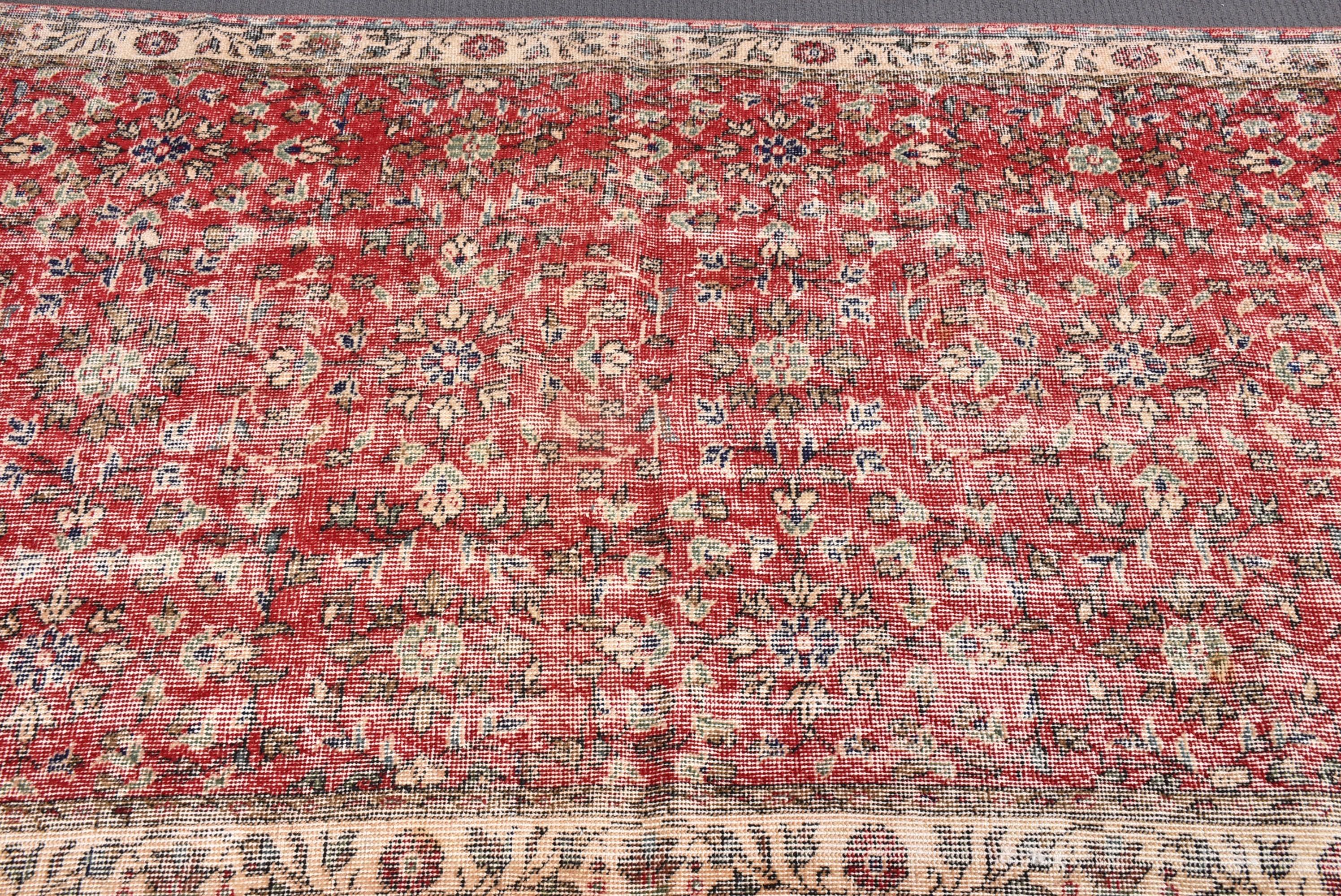 Red Anatolian Rugs, Turkish Rugs, 3.7x6.9 ft Area Rug, Moroccan Rugs, Living Room Rug, Exotic Rugs, Vintage Rug, Bedroom Rugs, Kitchen Rug