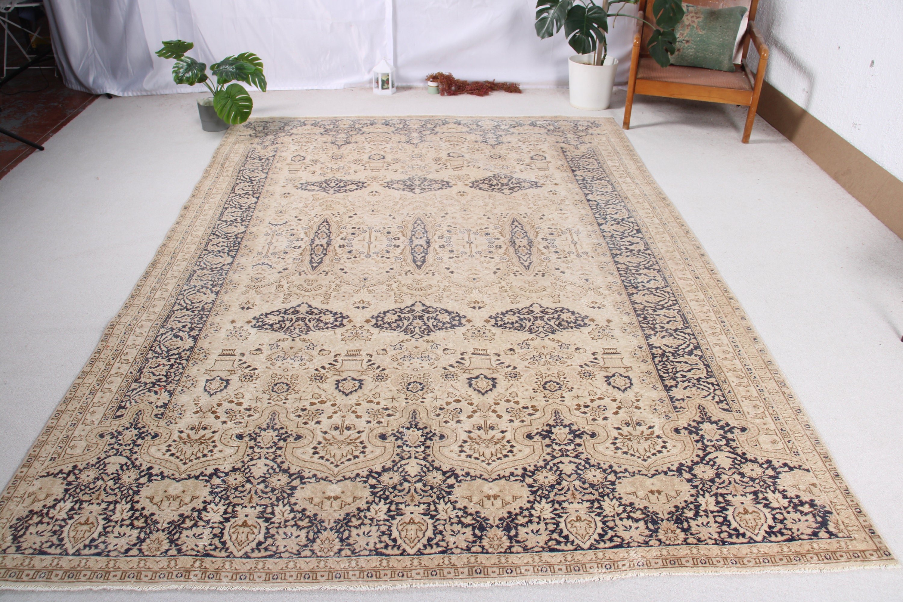 Bej Boho Halı, Oturma Odası Halısı, Vintage Halılar, Modern Halı, Büyük Boho Halıları, Sanatsal Halılar, 6.9x9.8 ft Büyük Halılar, Türk Halıları, Yün Halılar