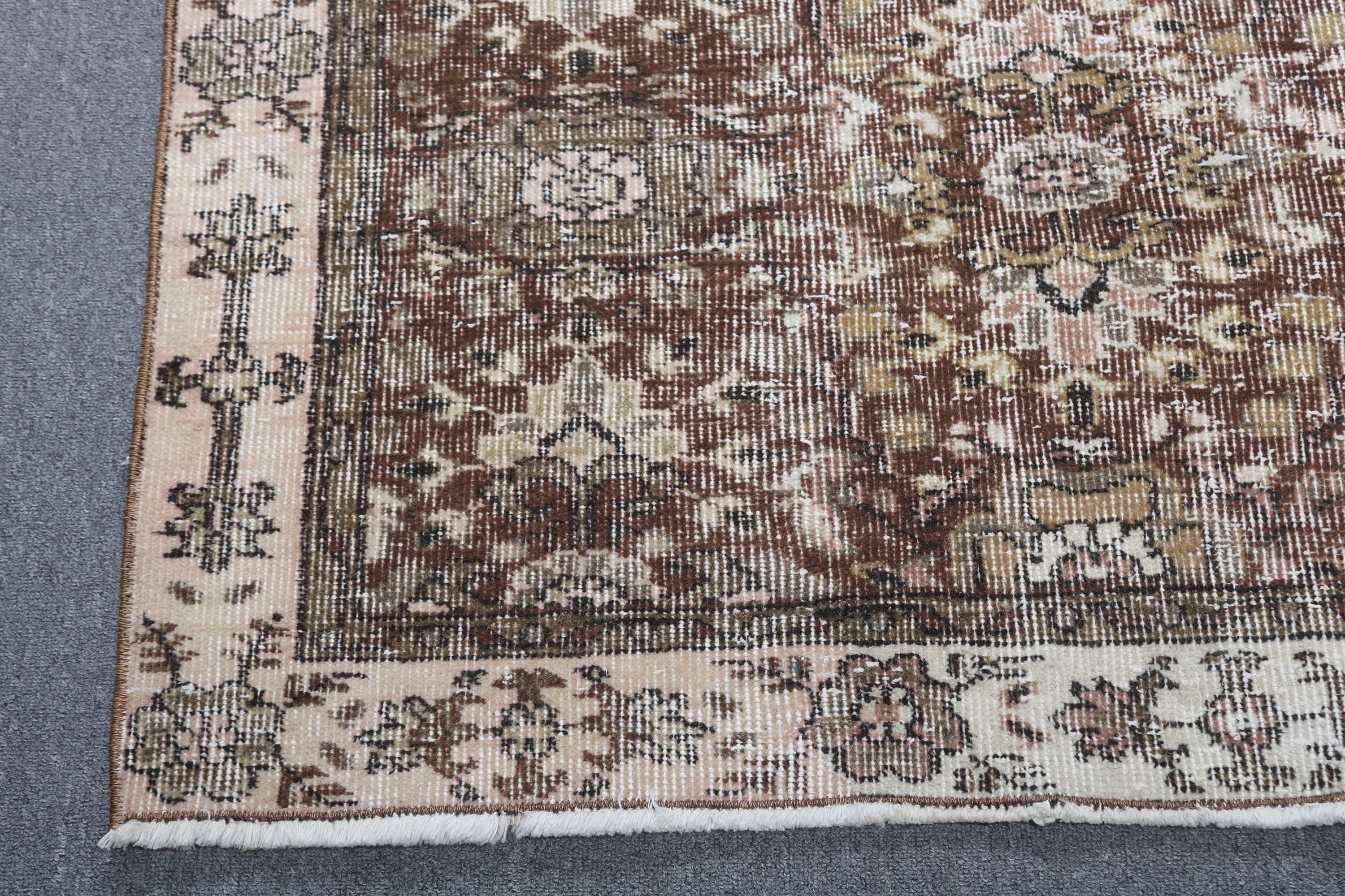 5.3x8.1 ft Büyük Halılar, Yemek Odası Halısı, Yün Halı, Vintage Halılar, Salon Halısı, Salon Halıları, Türk Halısı, Kahverengi Anadolu Halısı