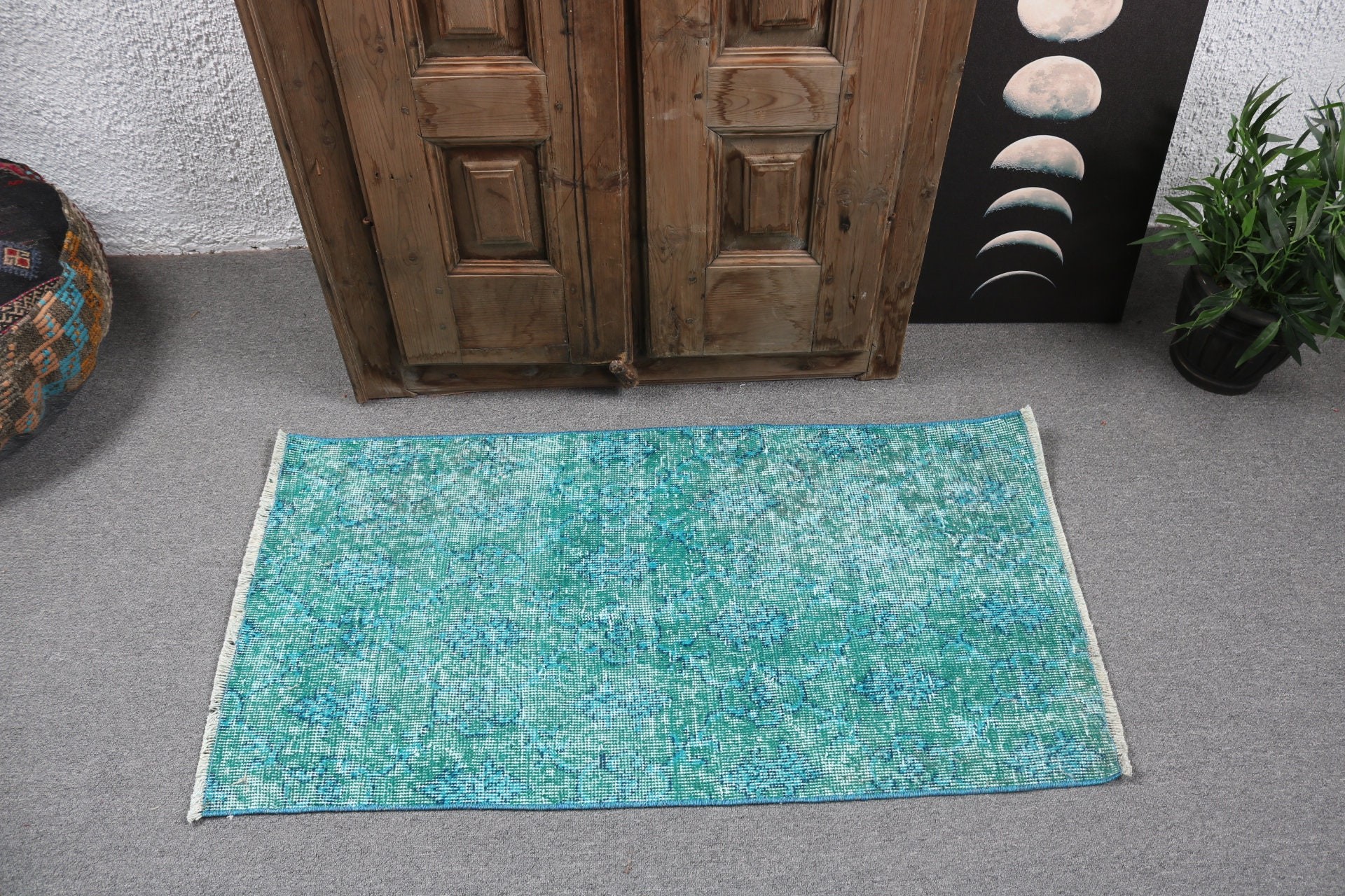 Rugs for Car Mat, Handwoven Rug, Green Statement Rugs, 2x3.7 ft Small Rug, Kitchen Rugs, Vintage Rugs, Turkish Rug, Small Vintage Rug