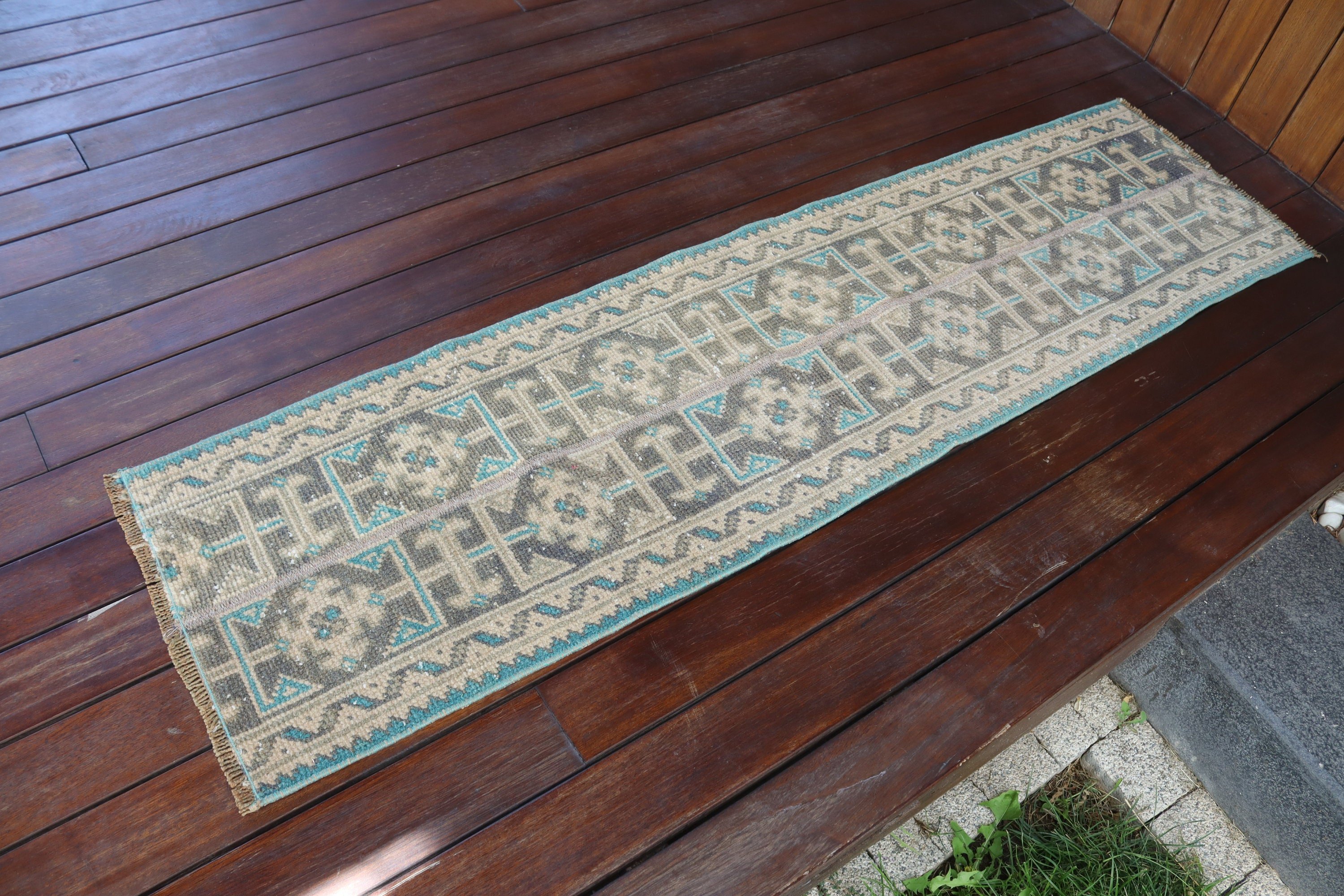 Blue Luxury Rugs, Kitchen Rug, Turkish Rug, Corridor Rug, Boho Rugs, Vintage Rugs, 1.3x5.2 ft Runner Rug, Beni Ourain Runner Rug, Aztec Rug