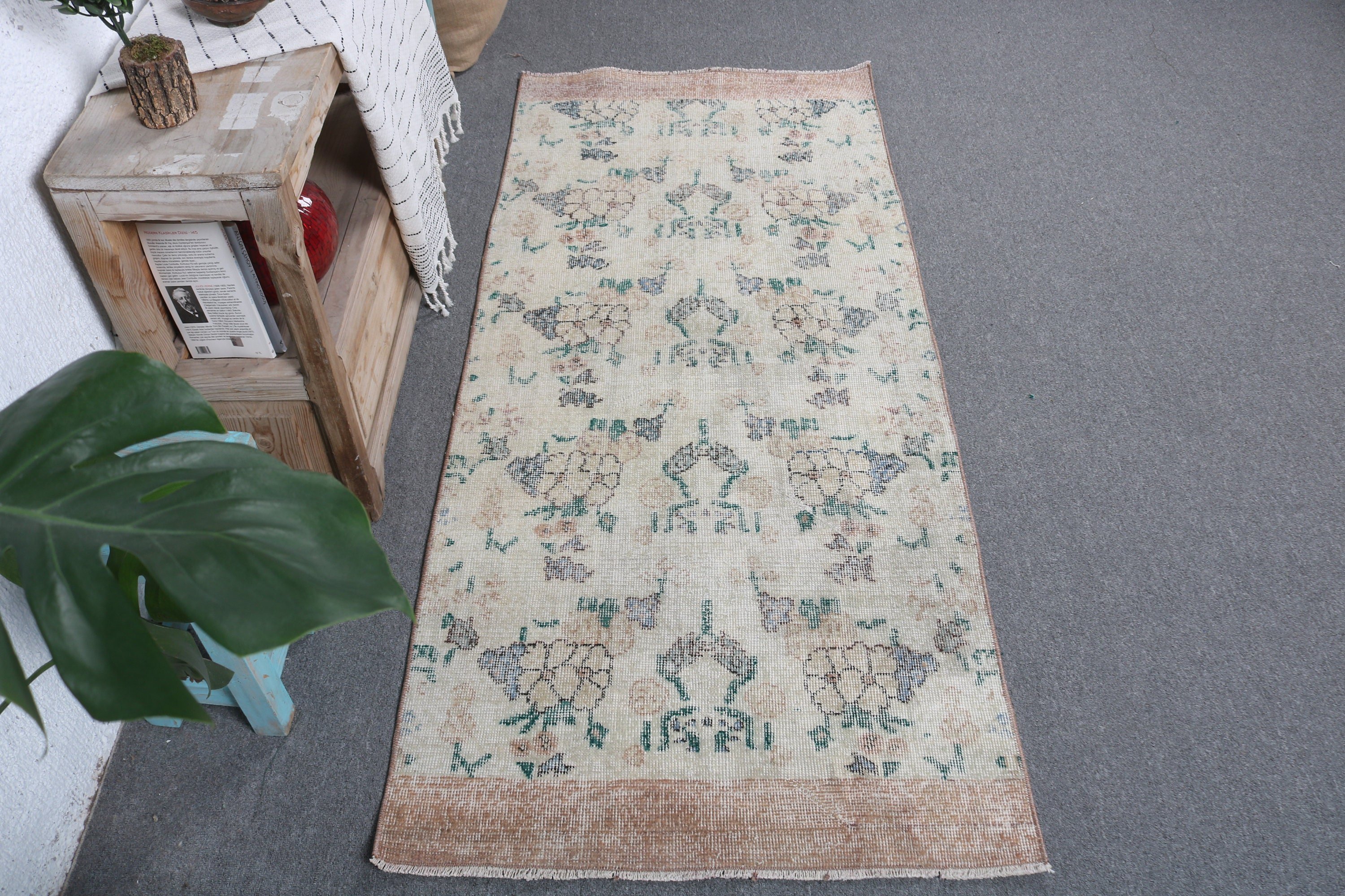 Kitchen Rug, Rugs for Decorative, Beige Floor Rugs, 2.6x6 ft Accent Rug, Vintage Rugs, Bedroom Rug, Nursery Rugs, Modern Rugs, Turkish Rug