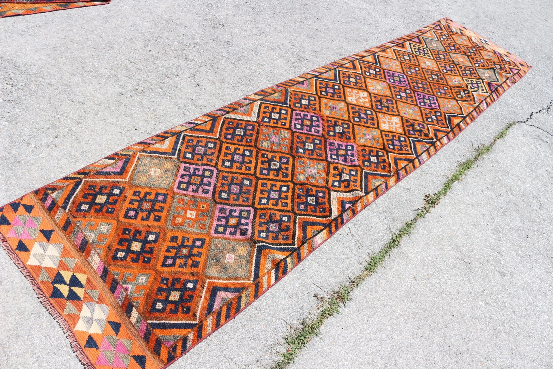 Orange Antique Rugs, Rugs for Runner, Anatolian Rugs, Floor Rugs, Corridor Rugs, Old Rug, Vintage Rug, Turkish Rug, 2.7x12.4 ft Runner Rugs