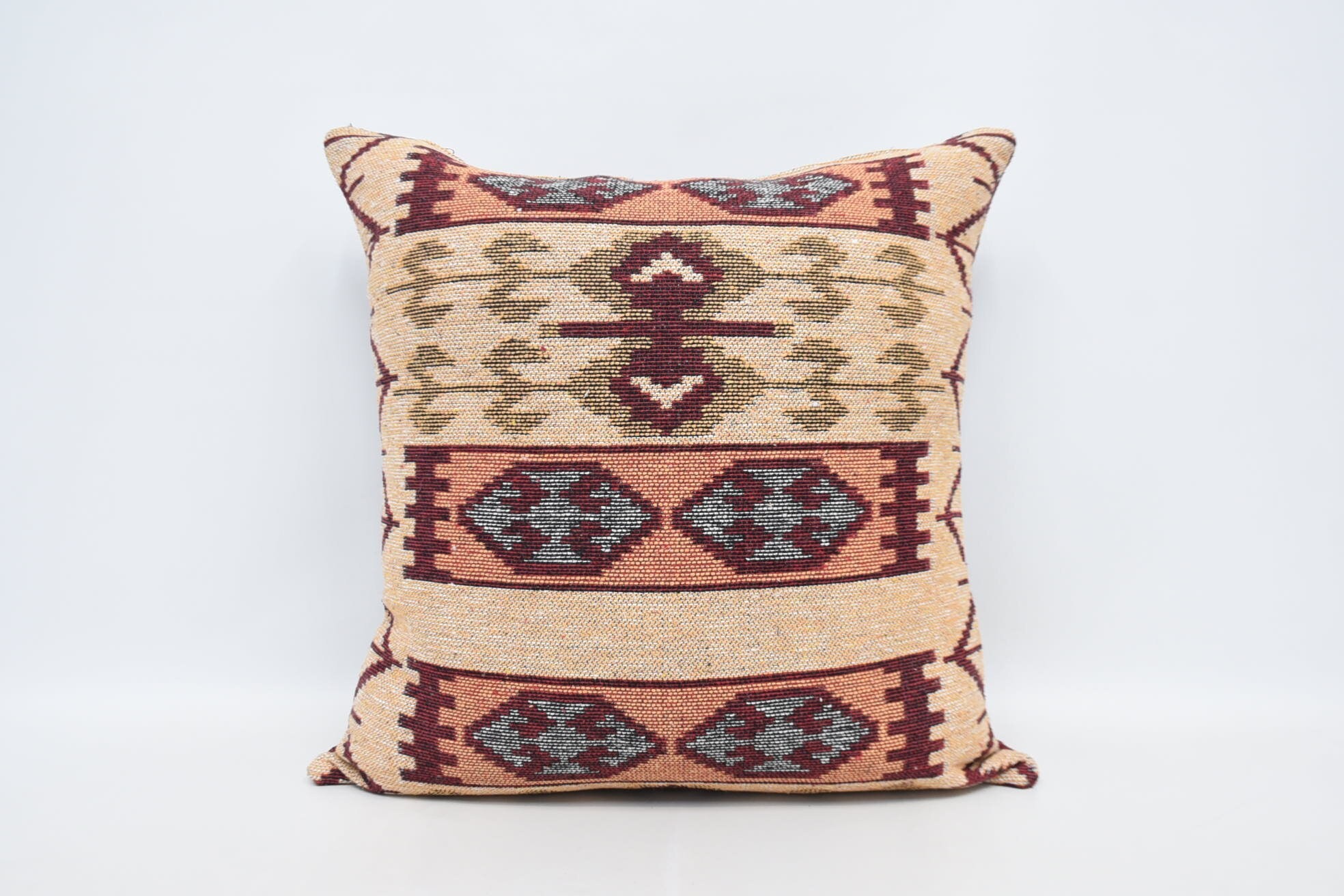 Outdoor Patio Pillow Case, Kilim Pillow Cover, Turkish Corner Pillow Cover, Antique Pillows, 28"x28" Yellow Cushion Case, Pillow for Sofa