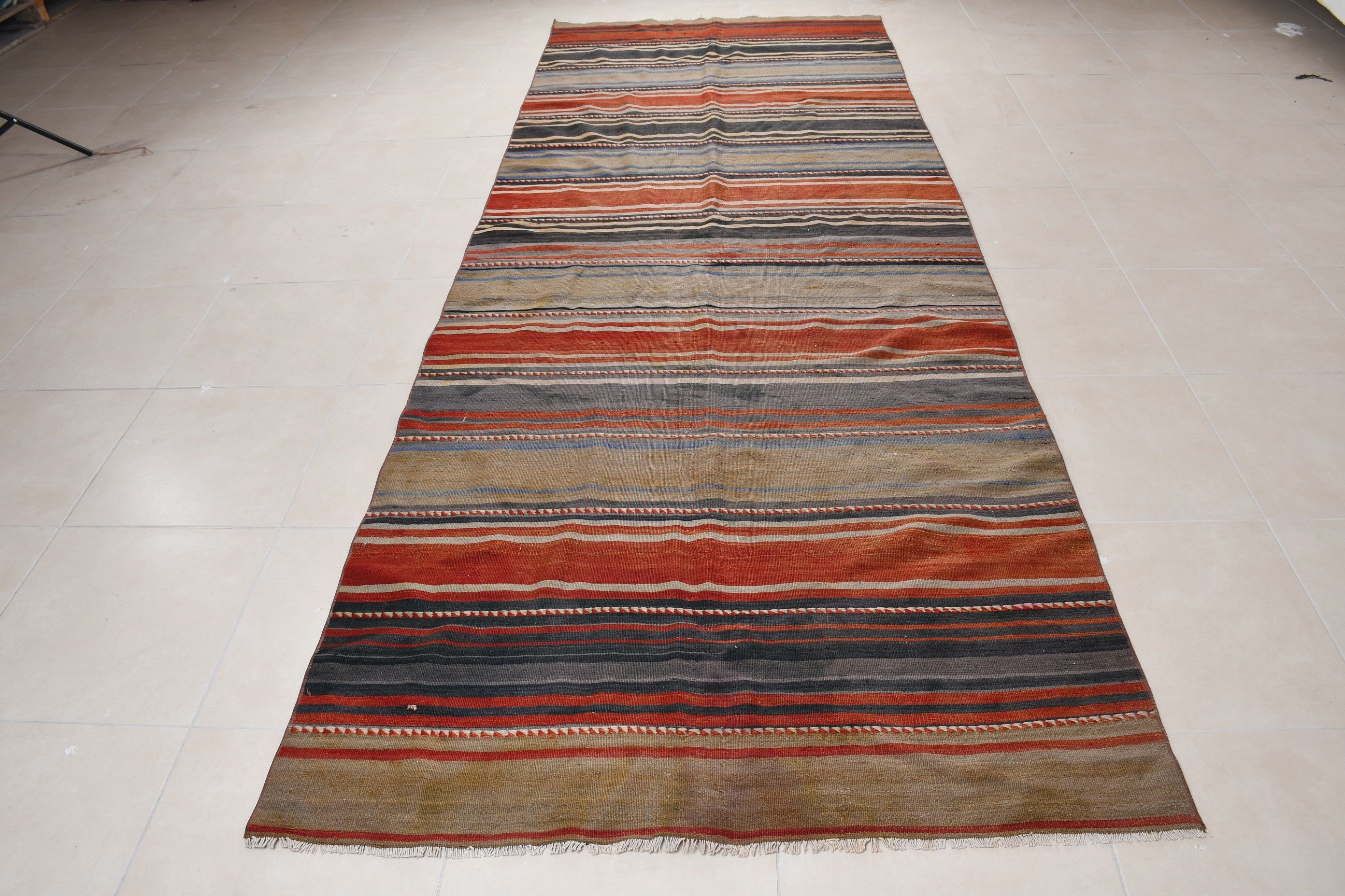 Moroccan Rug, 4.8x12.8 ft Runner Rugs, Orange Cool Rug, Turkish Rug, Vintage Rugs, Kilim, Rugs for Hallway, Oriental Rug, Stair Rug