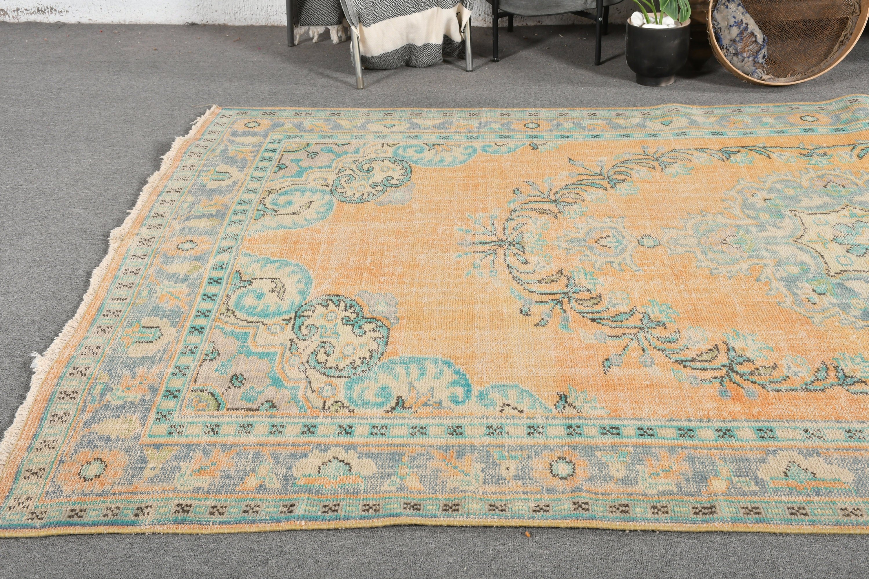 Kitchen Rugs, Rugs for Salon, Blue Wool Rug, 5.9x9.7 ft Large Rugs, Vintage Rug, Turkish Rugs, Salon Rug, Bedroom Rugs