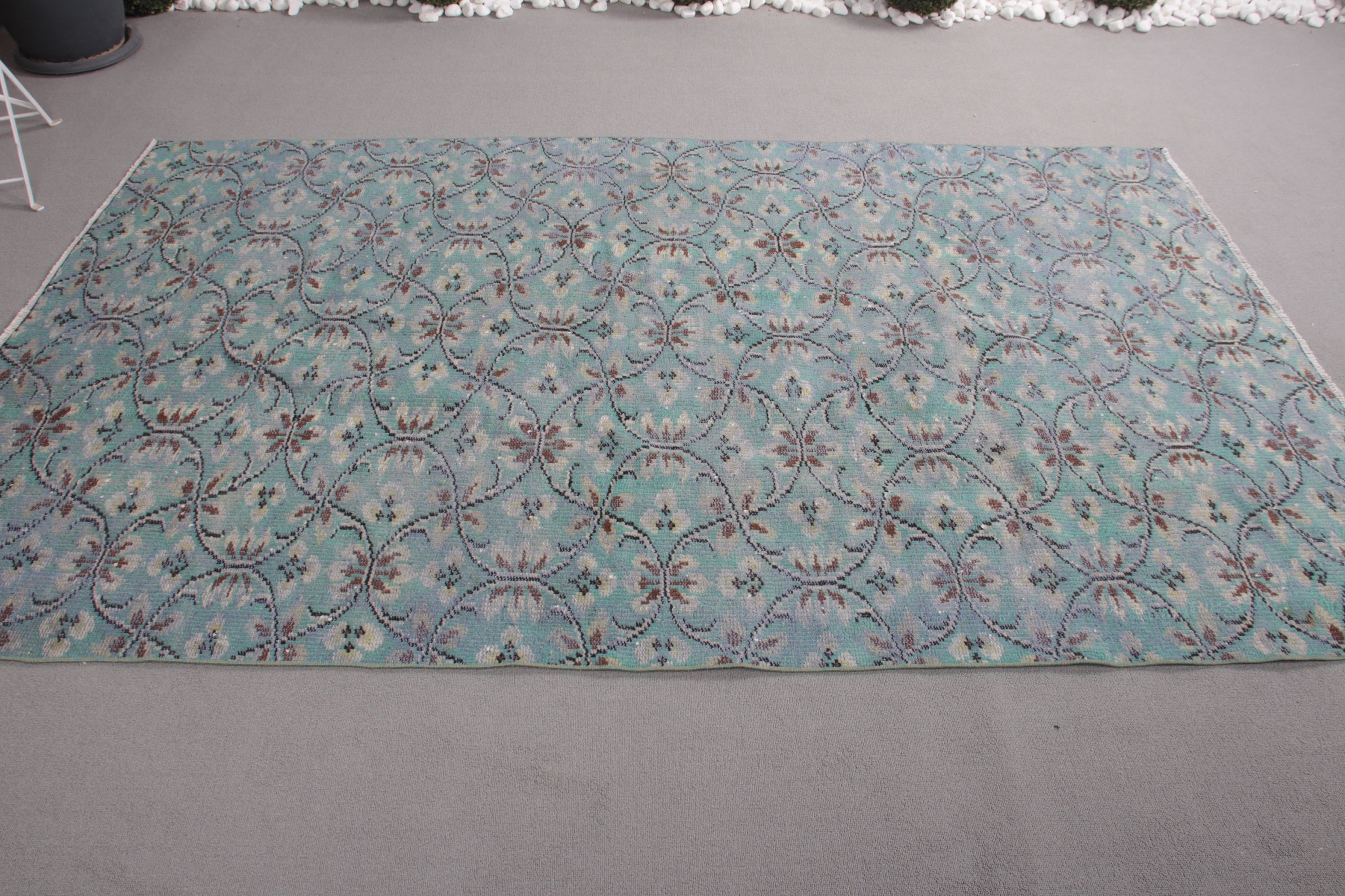 Outdoor Rug, Dining Room Rug, Floor Rugs, 4.9x8.1 ft Area Rug, Turkish Rug, Flatweave Rugs, Neutral Rugs, Blue Geometric Rug, Vintage Rugs