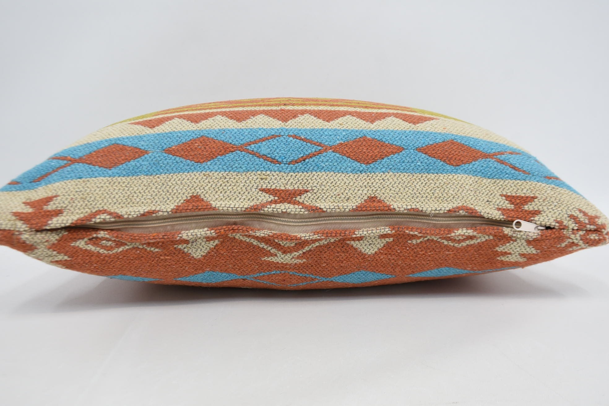 Pillow for Couch, Vintage Kilim Pillow, Nautical Throw Cushion Cover, 16"x24" Orange Pillow, Interior Designer Pillow