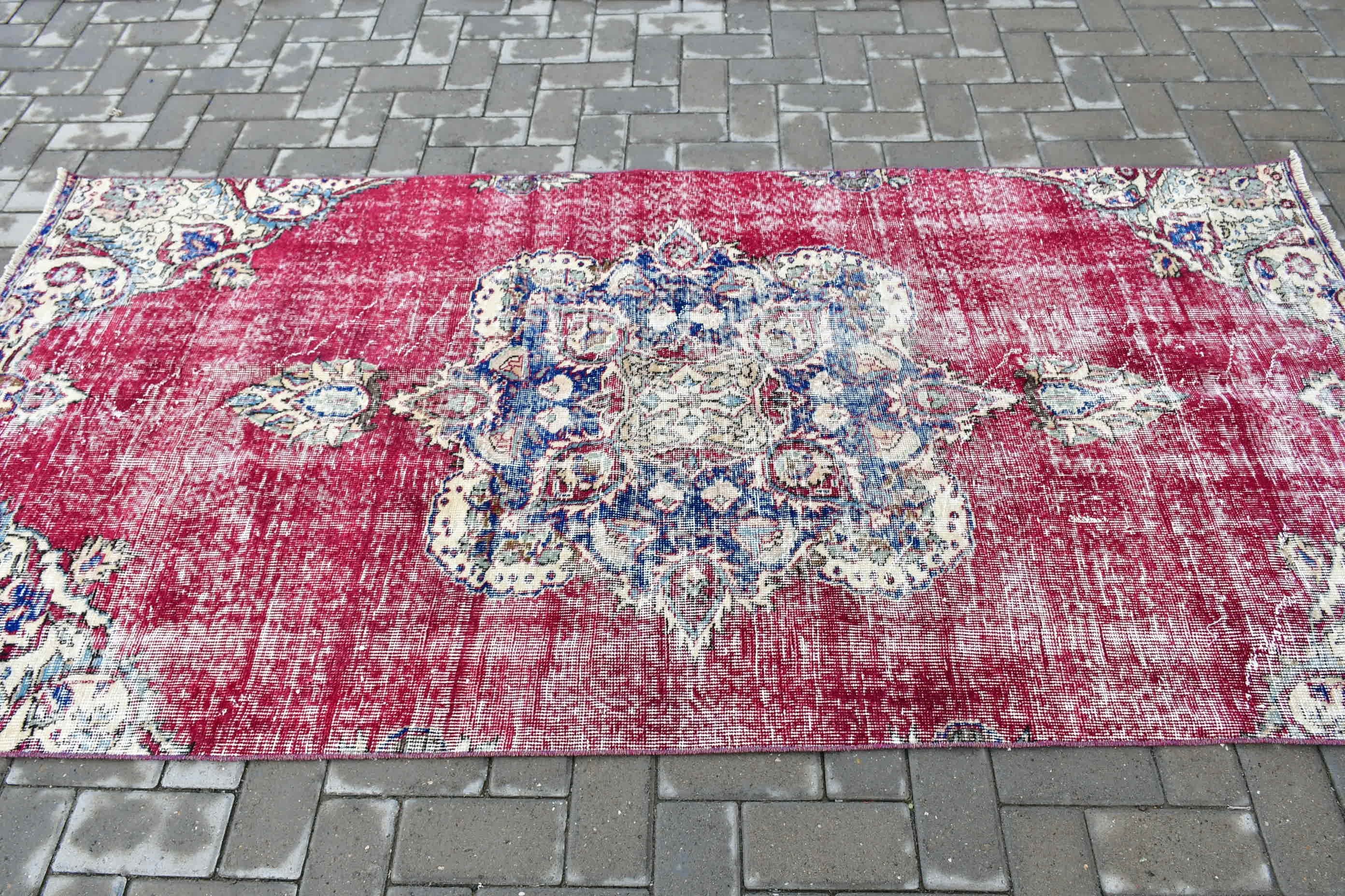 3.9x7.8 ft Area Rug, Cool Rug, Nursery Rugs, Vintage Rug, Dining Room Rug, Rugs for Floor, Red Moroccan Rug, Turkish Rug