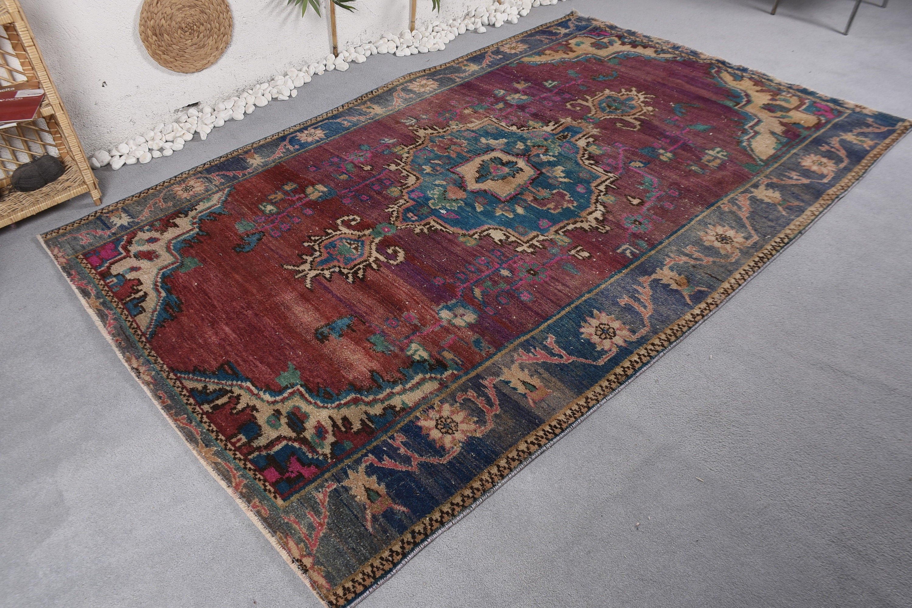 Living Room Rug, Tribal Rugs, Antique Rugs, Salon Rug, Vintage Rug, Oriental Rug, Turkish Rug, 5.8x8.8 ft Large Rug, Purple Home Decor Rug