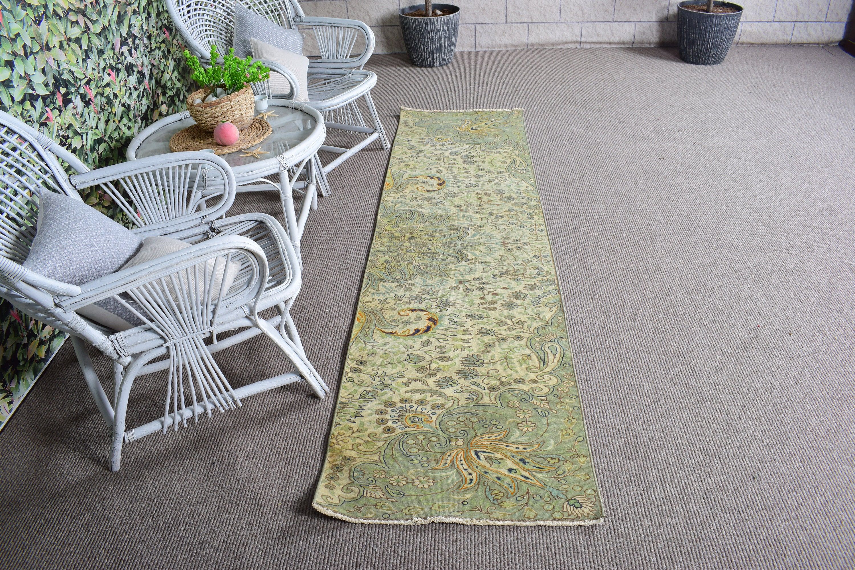 Anadolu Halısı, Merdiven Halıları, Türk Halısı, El Dokuma Halısı, 2,2x8,4 ft Runner Halıları, Yeşil Lüks Halılar, Modern Halı, Uzun Yolluk Halısı, Vintage Halılar