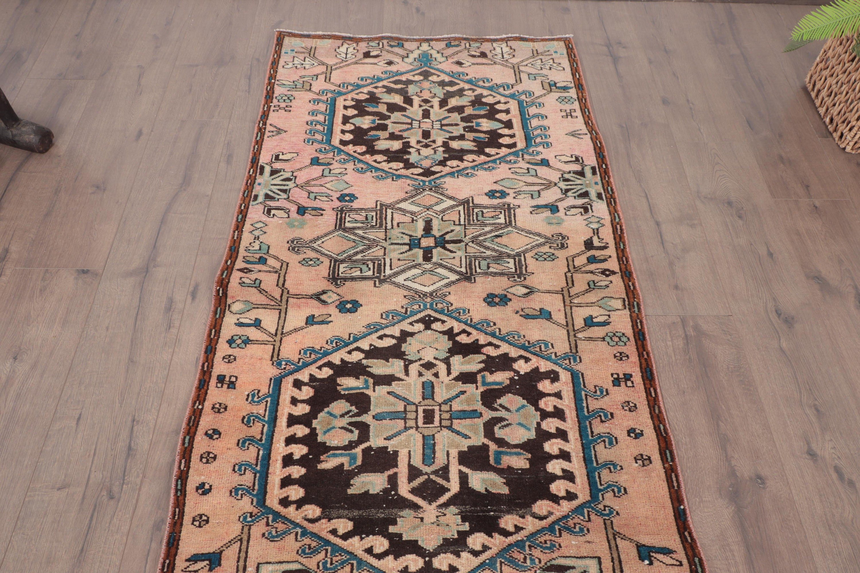 2.9x9.4 ft Runner Rugs, Vintage Rug, Corridor Rugs, Hallway Rug, Turkish Rug, Boho Rug, Brown Home Decor Rugs, Statement Rug