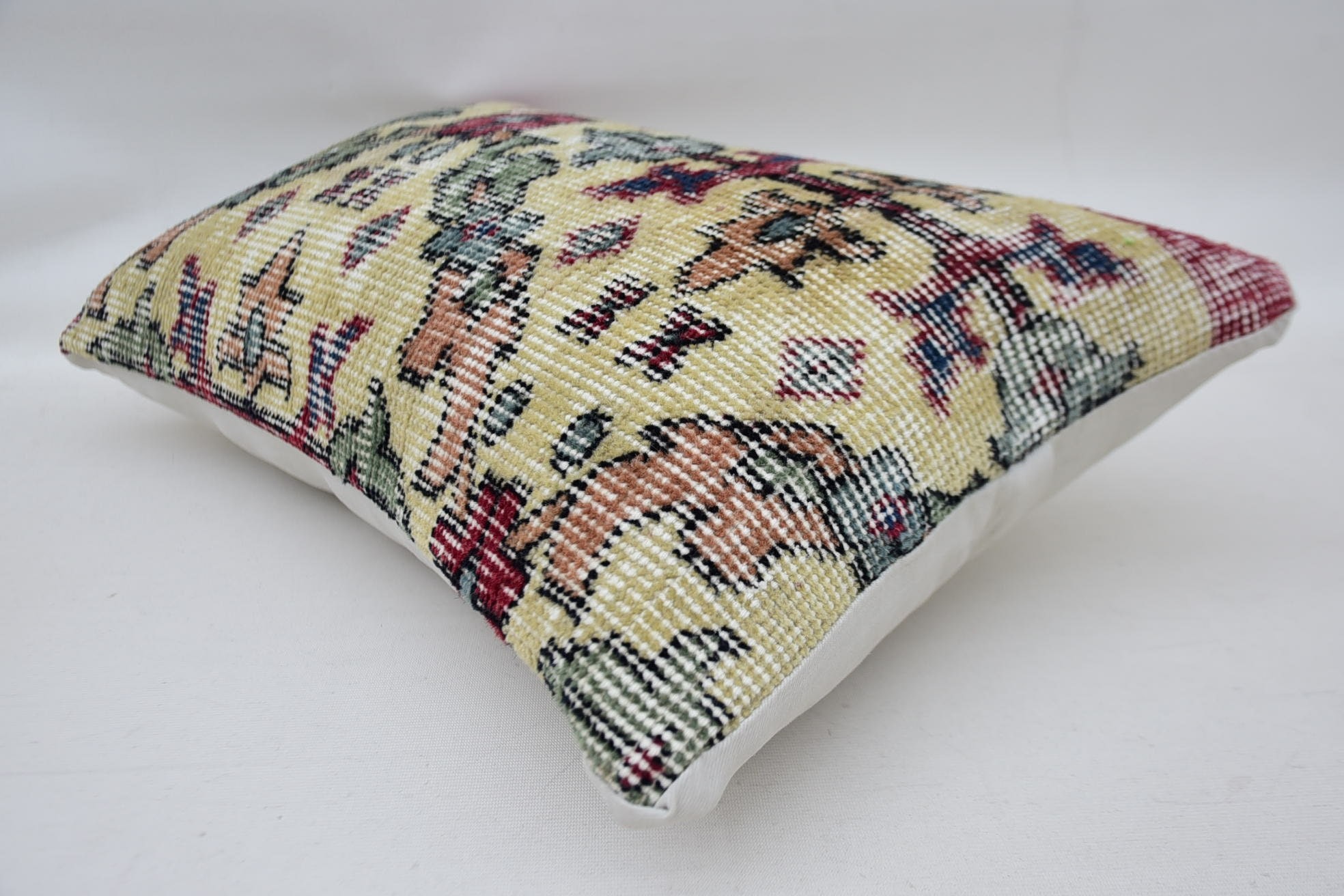 Nomadic Cushion Case, 12"x20" Beige Cushion Case, Kilim Cushion Sham, Boho Pillow Sham Cover, Nomadic Pillow Case, Pillow for Sofa