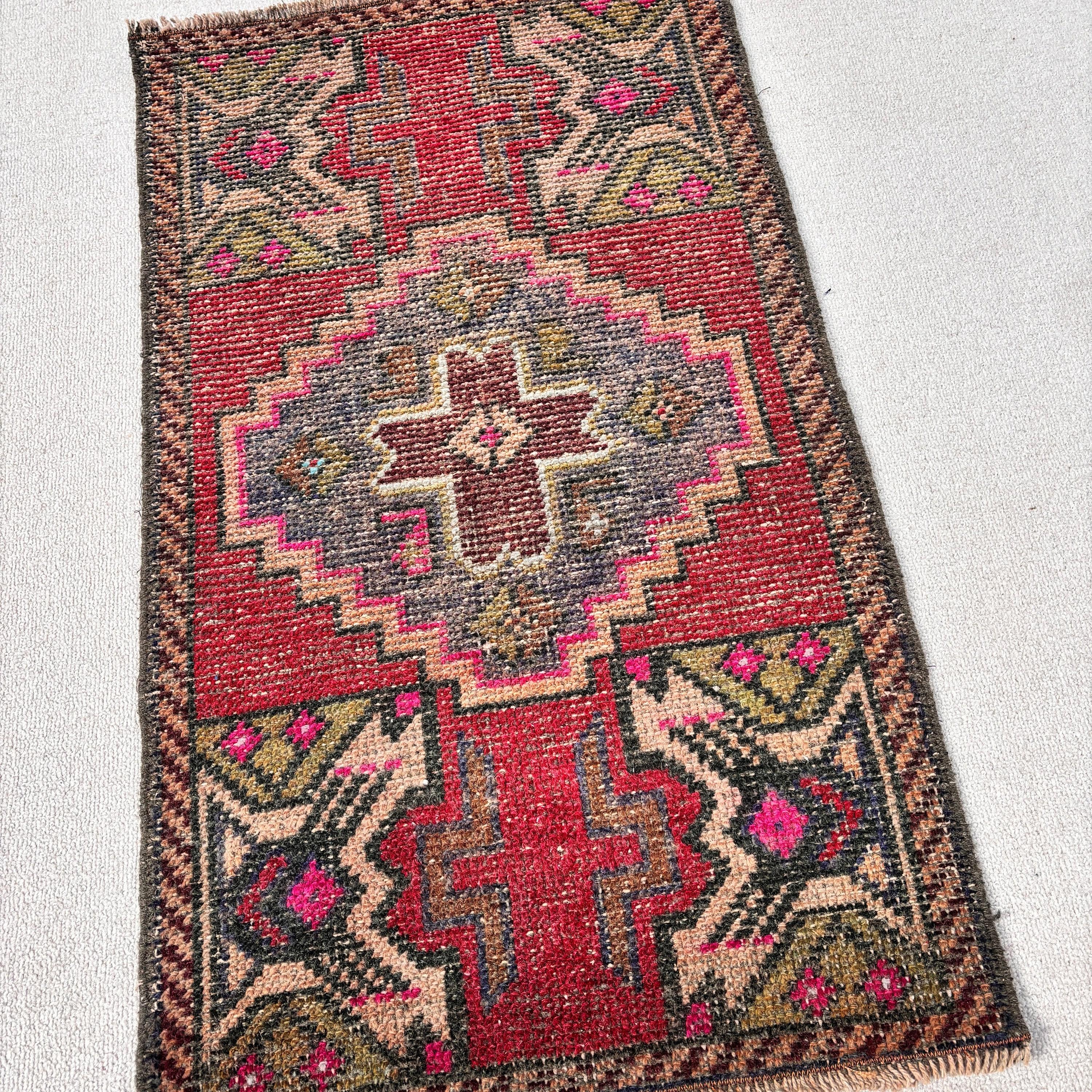 Turkish Rug, Geometric Rug, 1.8x3.1 ft Small Rug, Ethnic Rug, Small Vintage Rugs, Red Luxury Rug, Vintage Rug, Handwoven Rugs, Nursery Rug