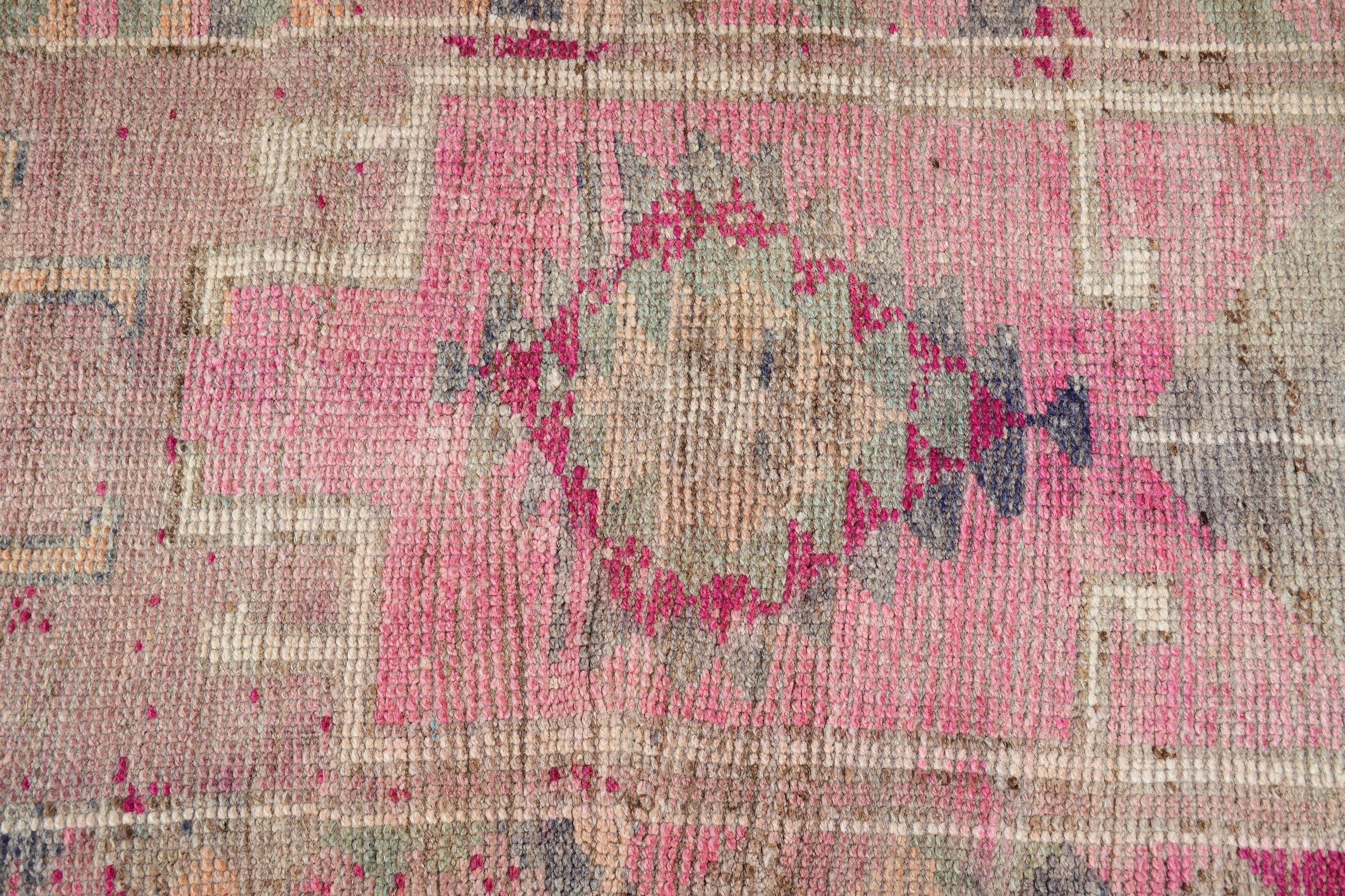 Corridor Rug, Oriental Rug, Hallway Rug, Home Decor Rug, Turkish Rug, Vintage Rug, Pink  2.3x12.5 ft Runner Rugs, Art Rug