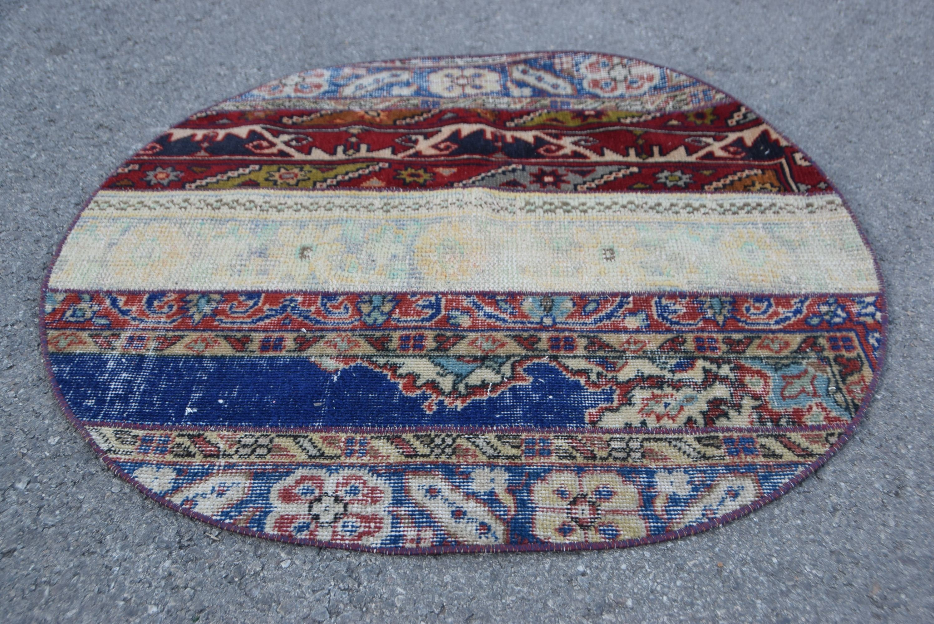 Türk Halıları, Duvara Asılı Halı, Duvara Asılı Halılar, 3x3,1 ft Küçük Halılar, Vintage Halılar, Anadolu Halısı, Mavi Yün Halılar, Mutfak Halıları