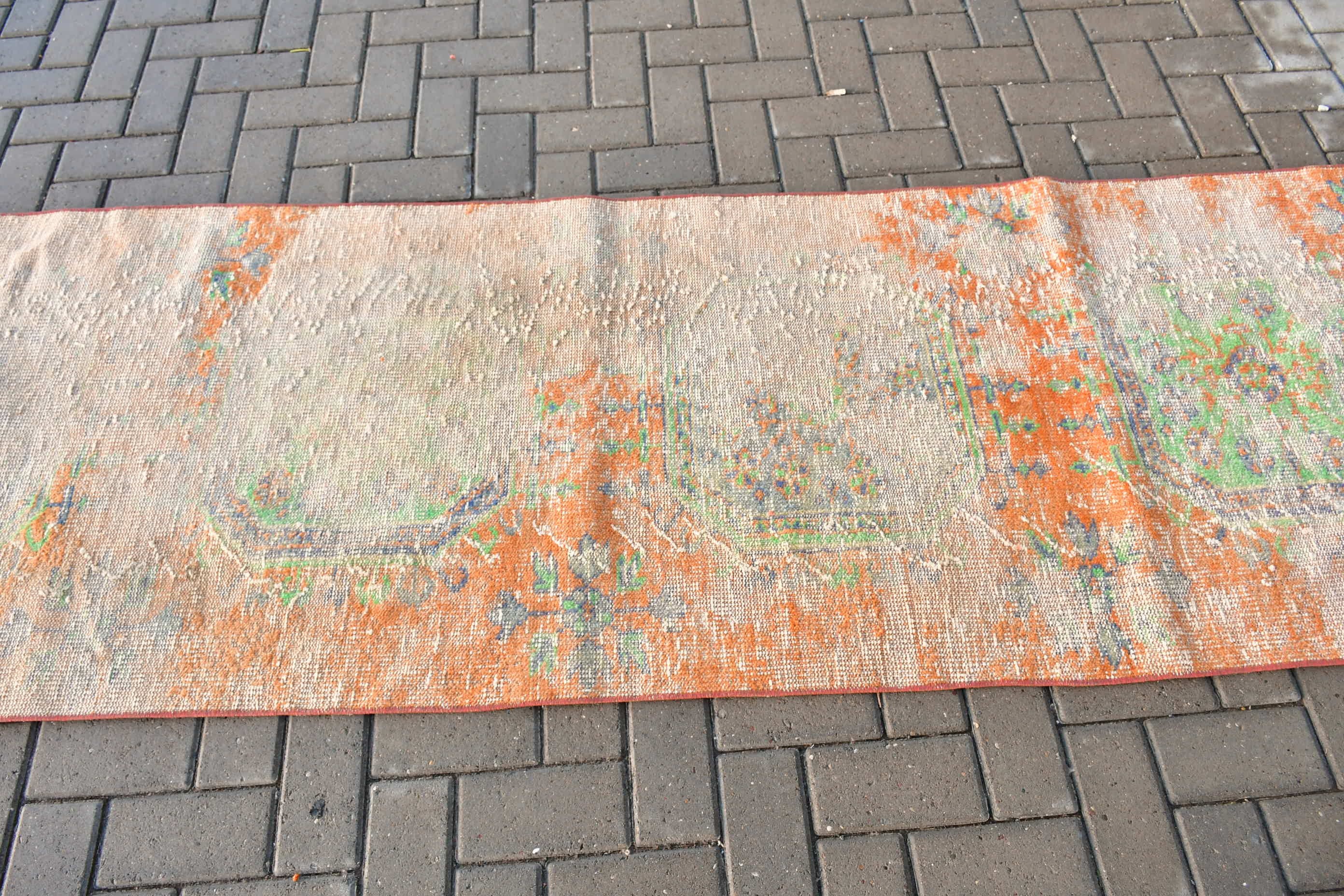 Sevimli Halı, Koridor Halısı, Ev Dekorasyonu Halısı, Yer Halısı, Turuncu Oryantal Halı, Vintage Halılar, 2.8x8.4 ft Runner Halısı, Türk Halıları, Mutfak Halıları