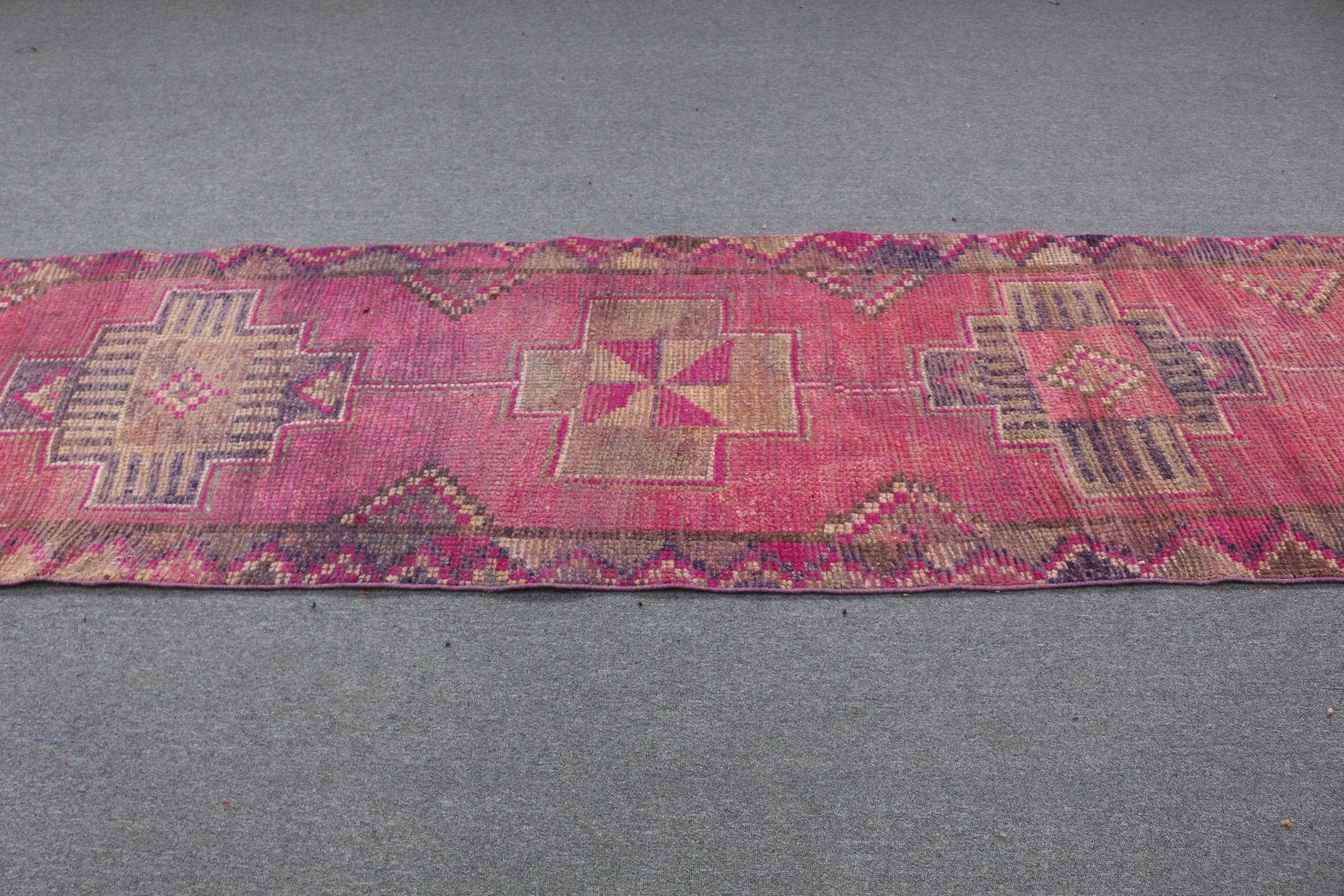 Anadolu Halıları, 2.6x10.5 ft Yolluk Halısı, Koridor Halıları, Türk Halıları, Sanat Halısı, Pembe Fas Halısı, Koridor Halısı, Vintage Halı