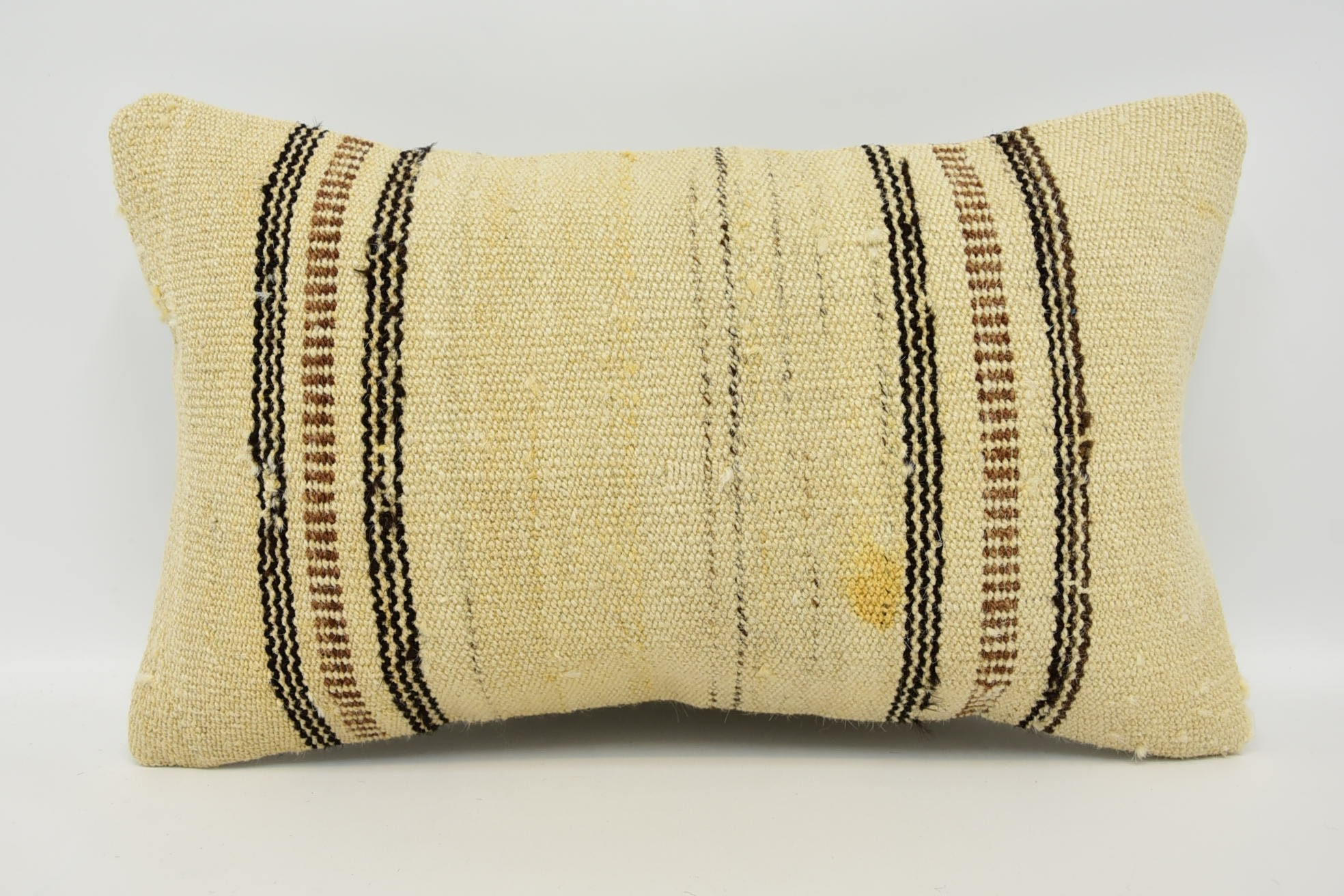 Boho Pillow, Bolster Throw Cushion Cover, Boho Pillow Sham Cover, Ethnical Kilim Rug Pillow, 12"x20" Beige Cushion Case