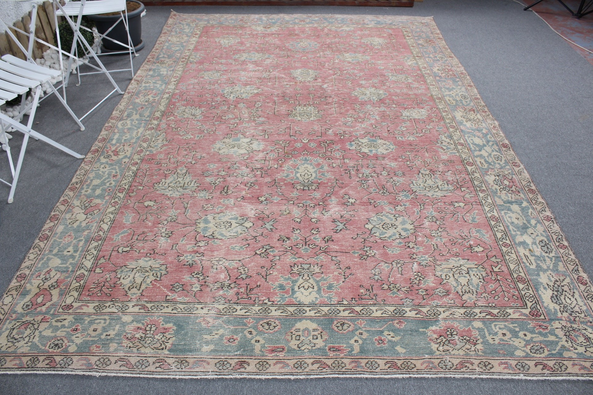 Retro Rug, Vintage Rugs, Home Decor Rug, Turkish Rug, Dining Room Rugs, Pink Moroccan Rug, Wool Rug, Saloon Rug, 7.2x11.1 ft Oversize Rug