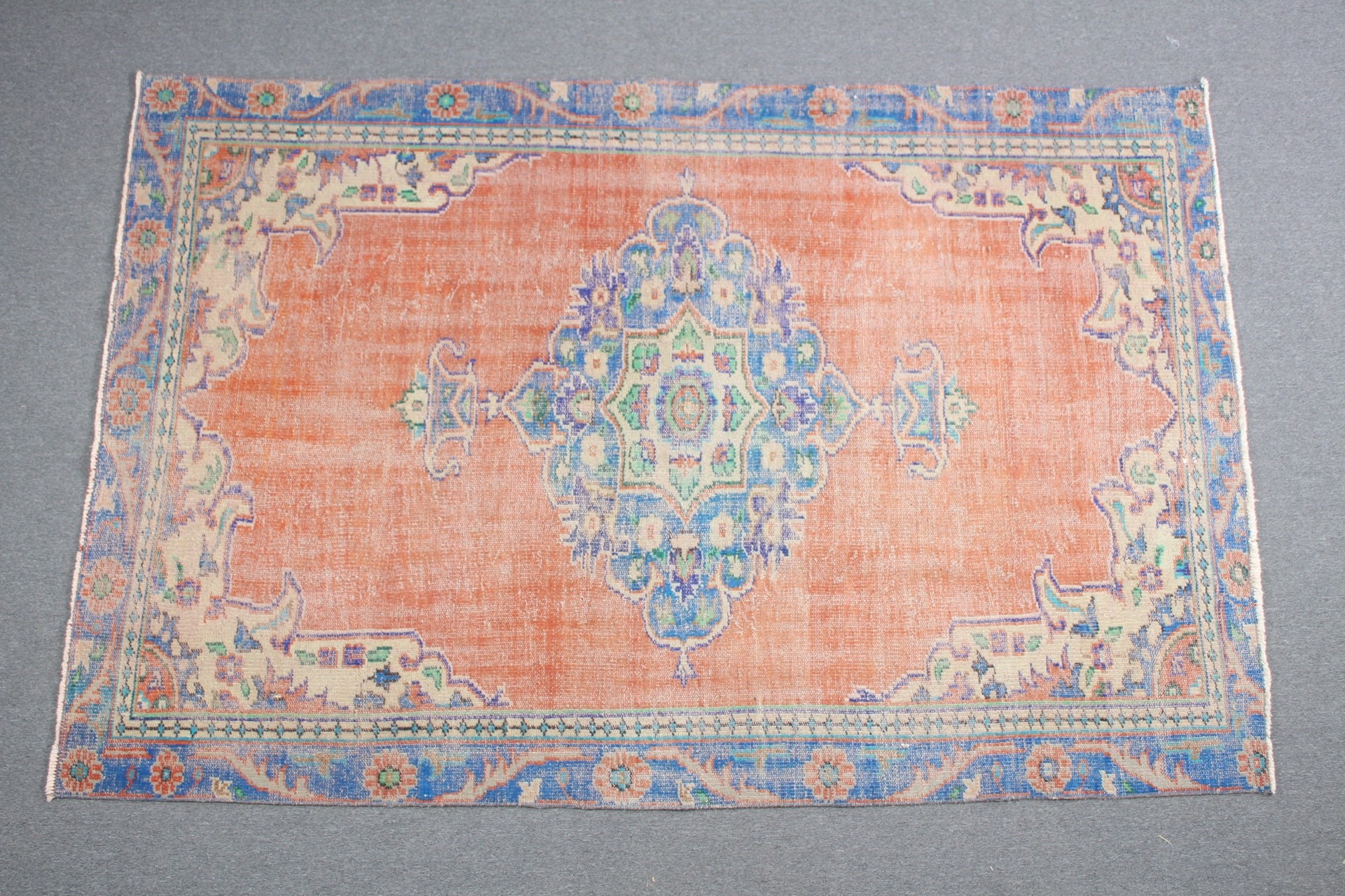 Yatak Odası Halıları, Türk Halıları, Vintage Halı, Parlak Halı, 5.5x8.4 ft Büyük Halılar, Kırmızı Ev Dekor Halıları, Oushak Halısı, Oturma Odası Halısı