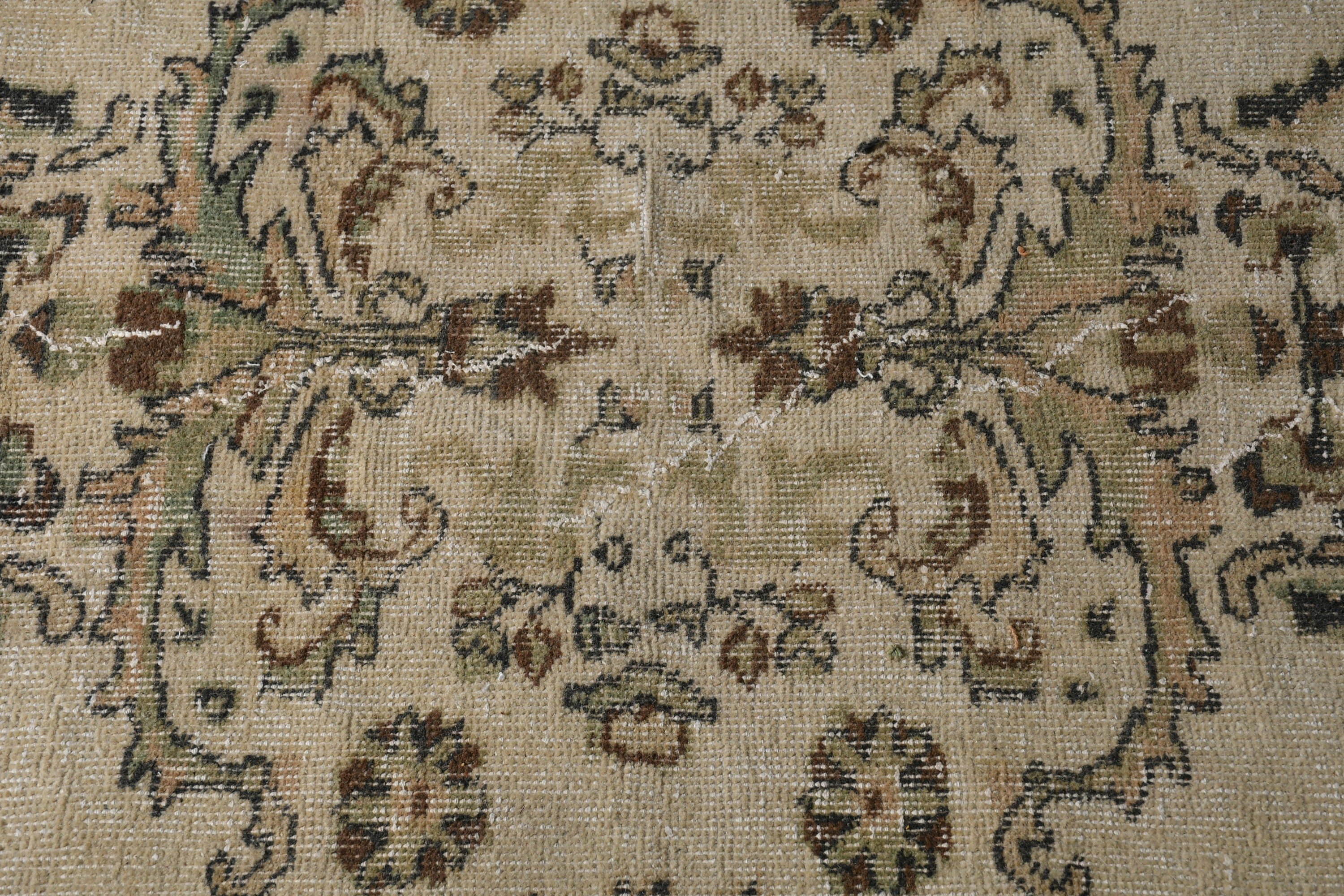 Sessiz Halılar, 6.6x9.6 ft Büyük Halı, Yatak Odası Halıları, Oturma Odası Halıları, Vintage Halılar, Türk Halıları, Bej Yün Halı, Salon Halısı, Oushak Halısı