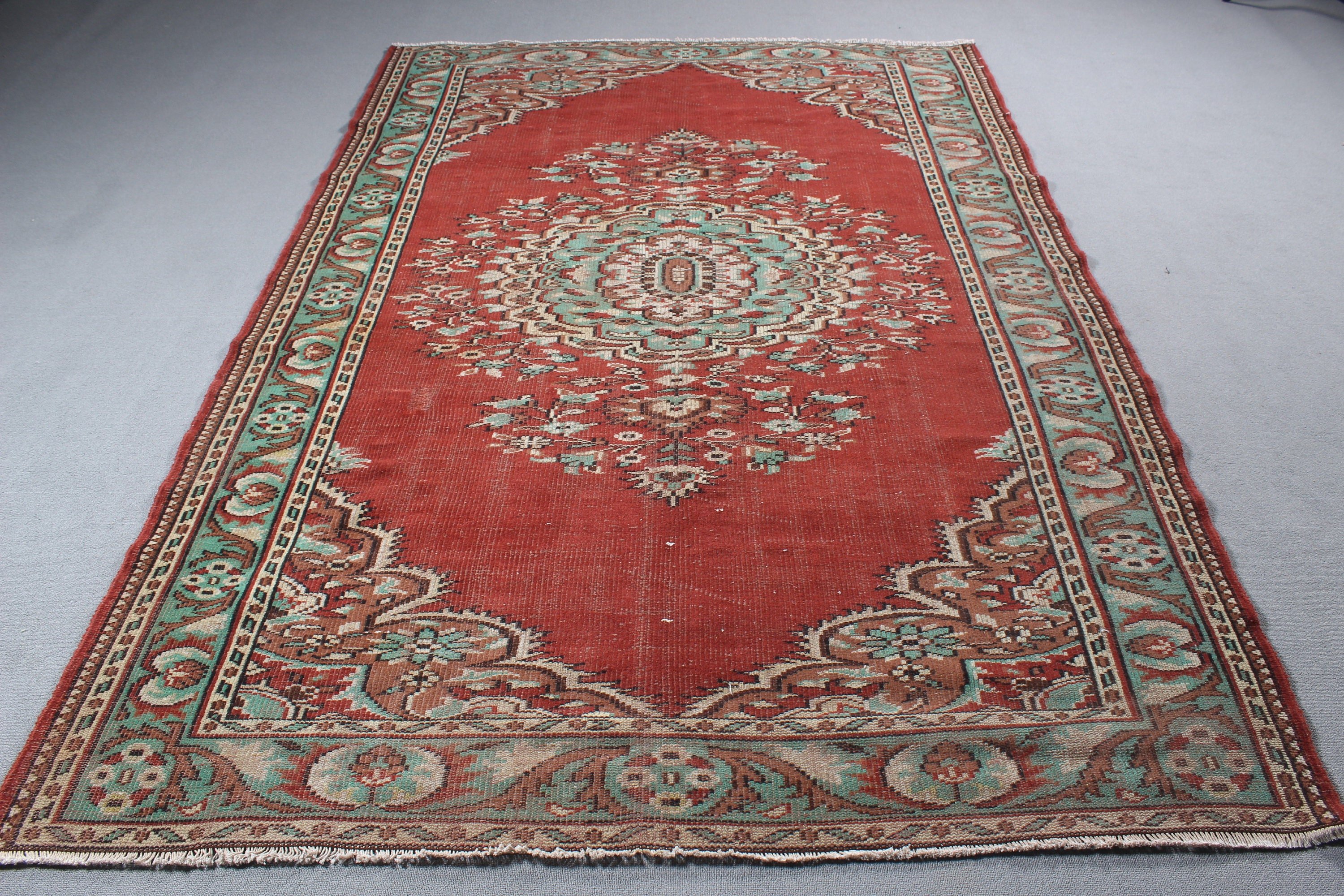 Nötr Halı, Kırmızı Nötr Halılar, Büyük Vintage Halı, Oturma Odası Halıları, 6.2x9.3 ft Büyük Halılar, Türk Halısı, Vintage Halılar