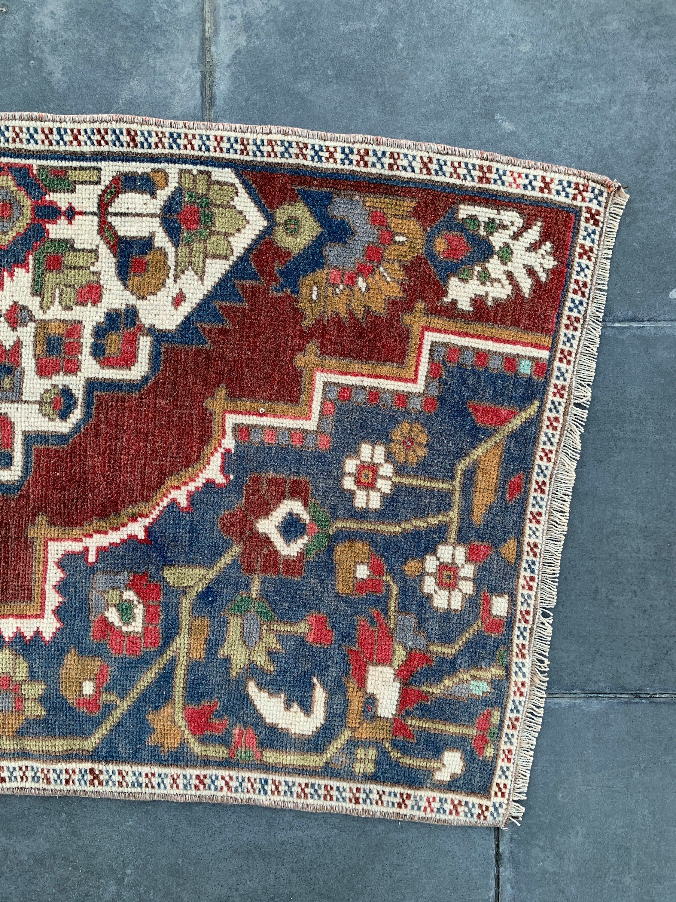 Yün Halı, Araba Paspası Halıları, Türk Halıları, Mavi Ev Dekorasyonu Halıları, Çocuk Halısı, 1.9x3 ft Küçük Halı, Yatak Odası Halısı, Vintage Halılar, Antika Halı