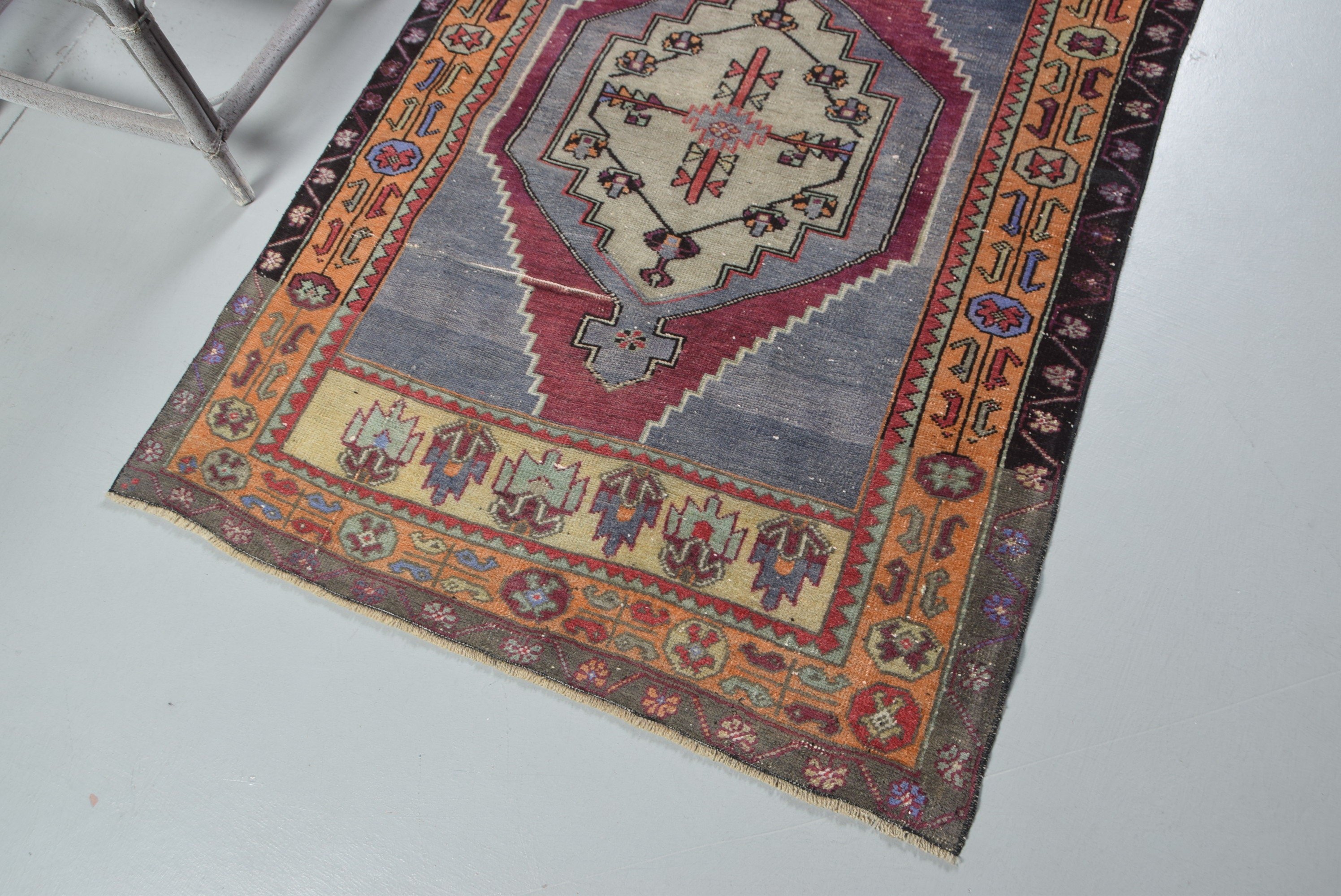 Orange Wool Rug, Nursery Rug, Vintage Rug, Anatolian Rugs, 3.4x4.7 ft Accent Rug, Wool Rugs, Rugs for Bedroom, Bedroom Rug, Turkish Rugs