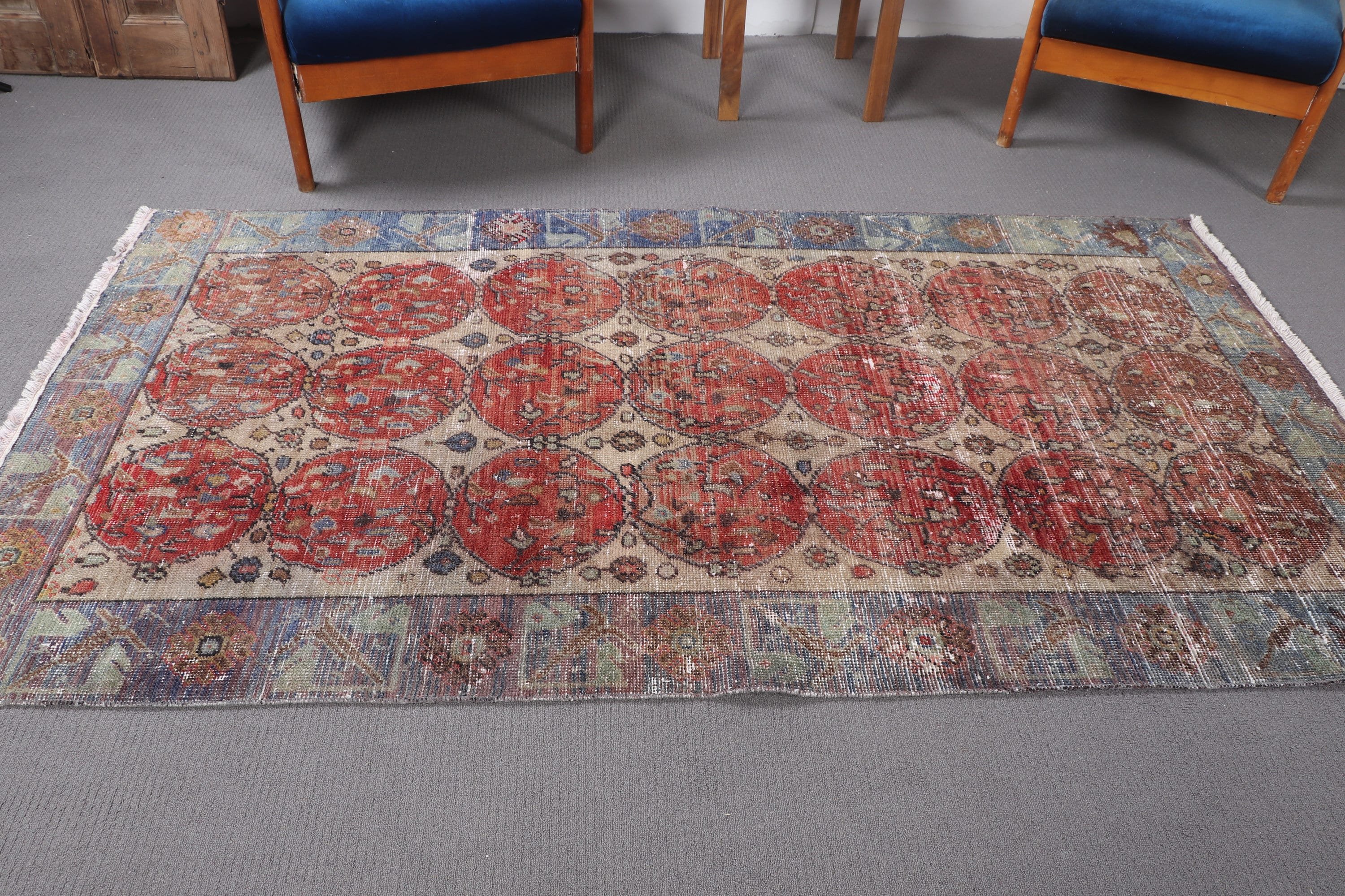 Çocuk Odası Halısı, Dekoratif Halı, Düz Dokuma Halı, Ev Dekorasyonu Halıları, Vintage Halı, Kırmızı Fas Halıları, Türk Halısı, 4.1x7.5 ft Alan Halısı, Yatak Odası Halıları