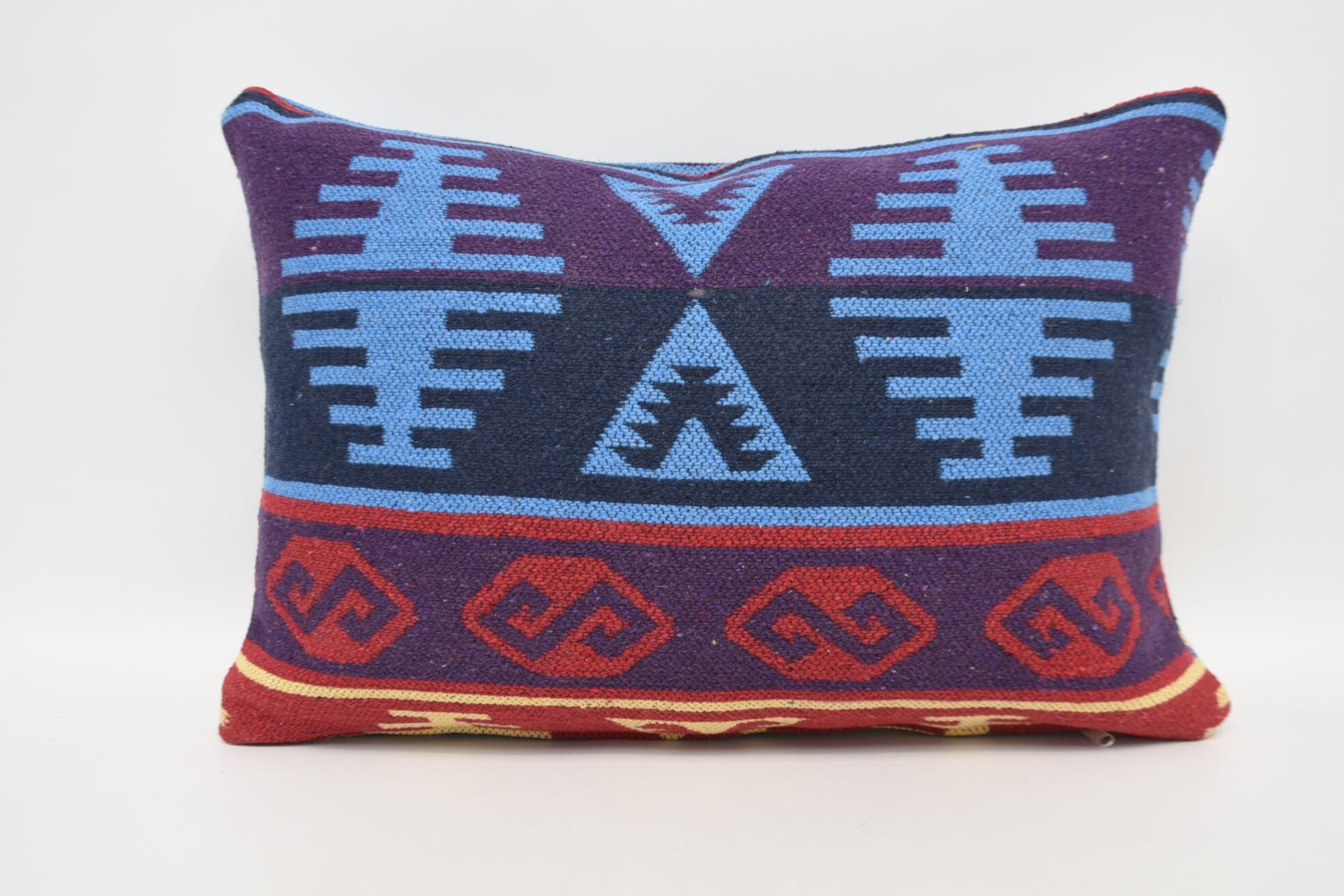 Custom Pillow Cover, 16"x24" Blue Cushion Case, Antique Pillows, Boho Throw Cushion, Ethnical Kilim Rug Pillow, Home Decor Pillow