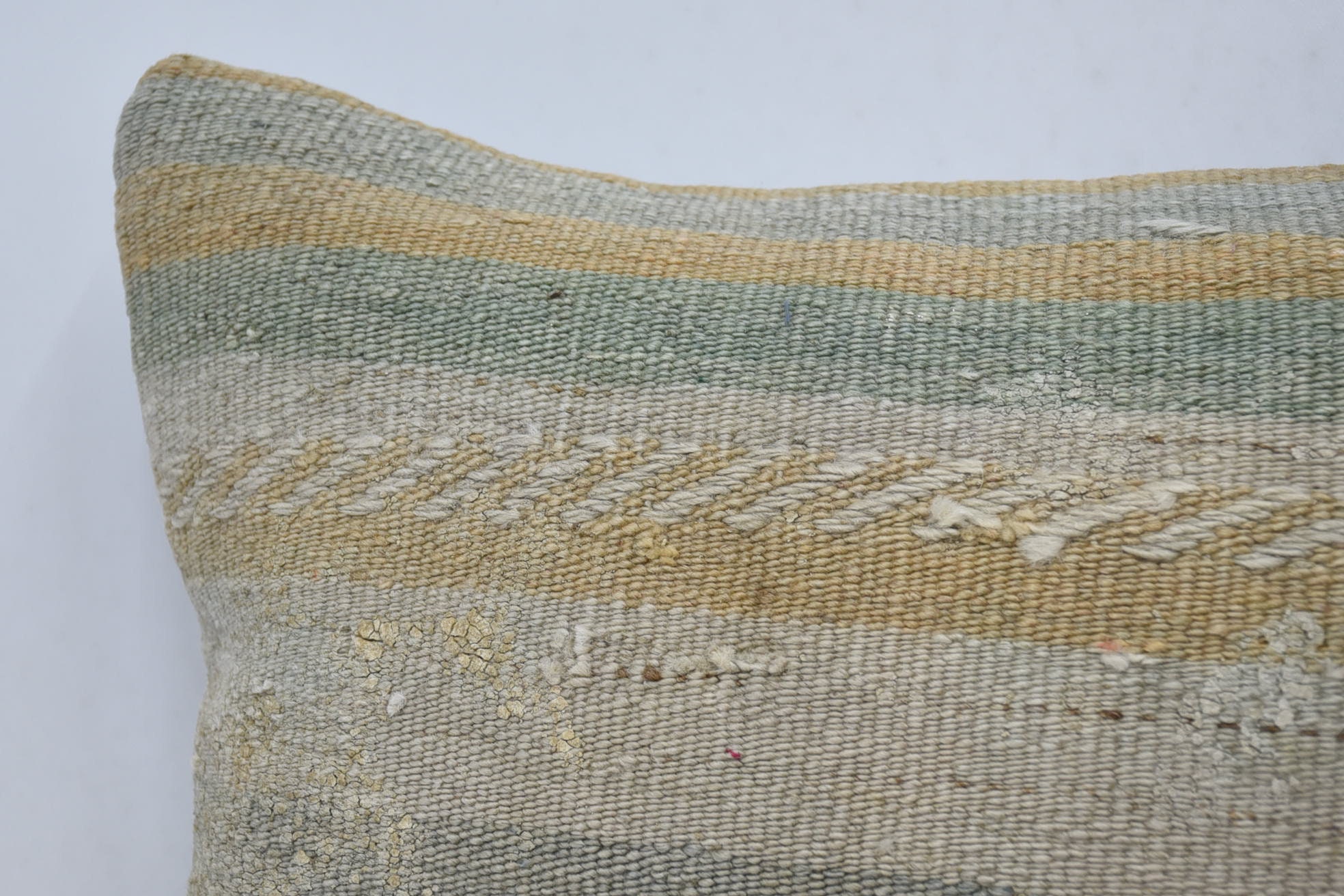 Handmade Kilim Cushion, 16"x24" Green Pillow, Home Decor Pillow, Interior Designer Pillow, Aztec Pillow Case