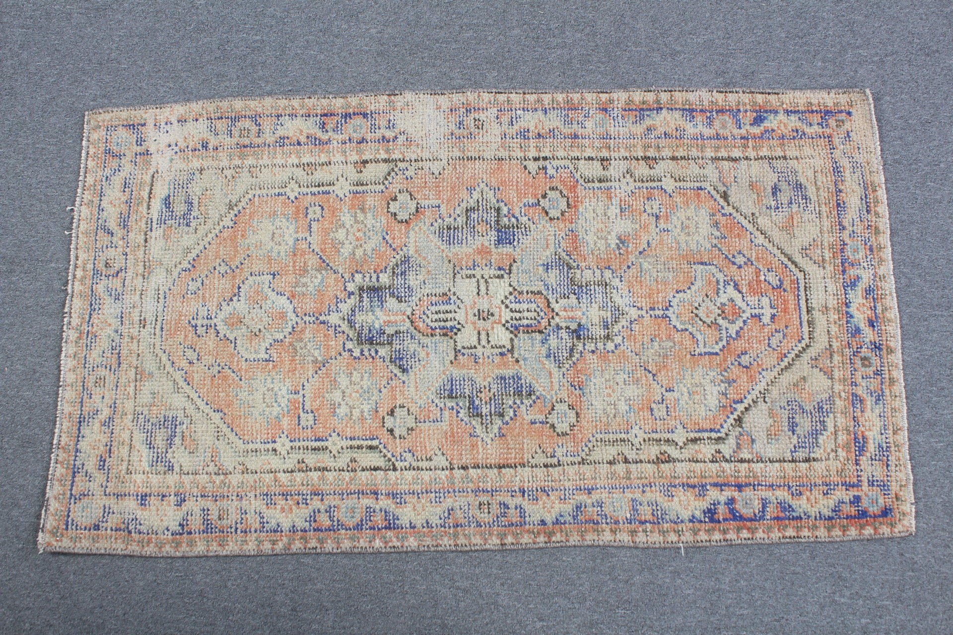 Banyo Halısı, Turuncu Soğuk Halı, Vintage Halı, 2,4x4,1 ft Küçük Halılar, Yün Halılar, Araba Paspas Halısı, Mutfak Halısı, Türk Halıları, Banyo Halıları