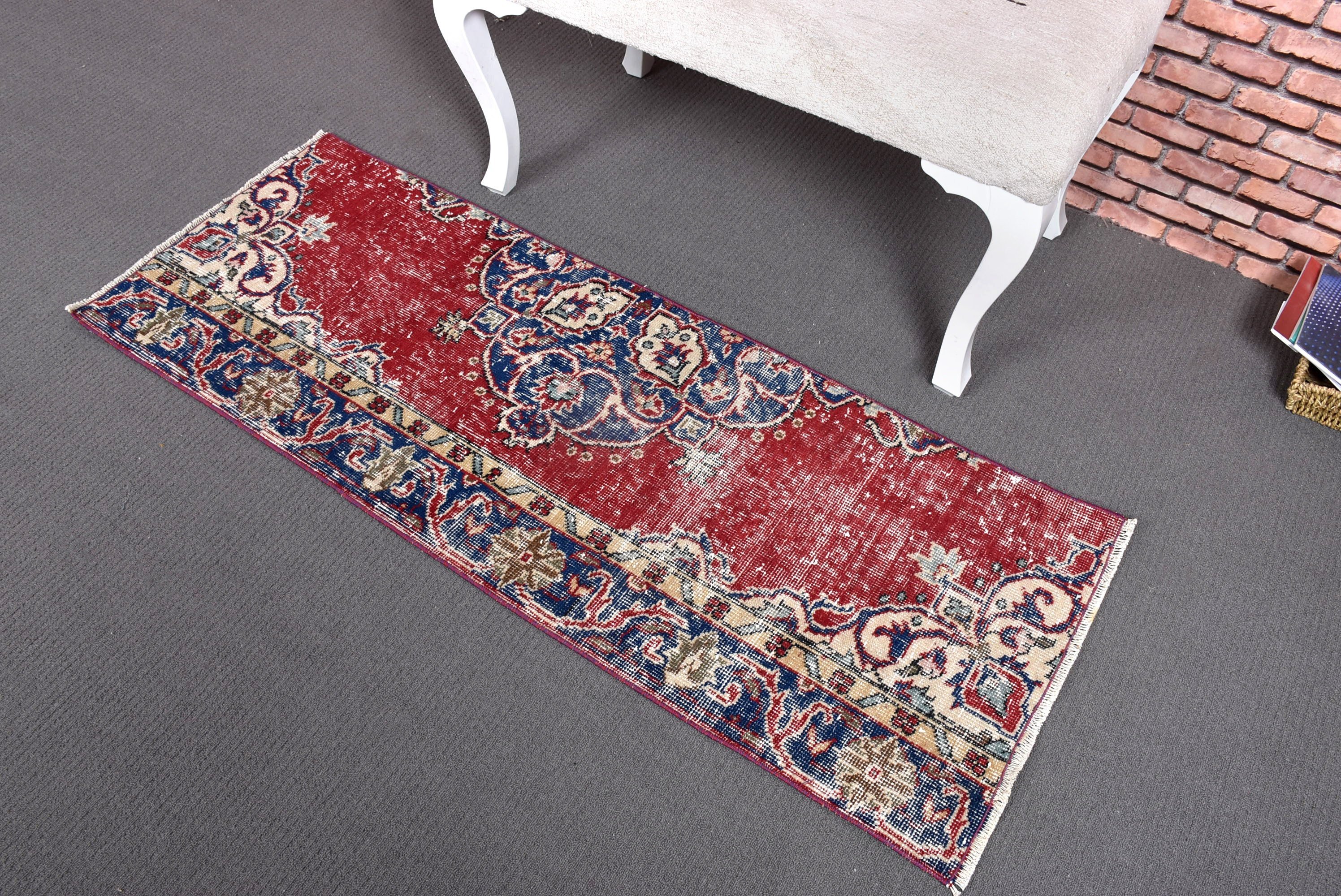 Wool Rugs, Red Oushak Rug, Home Decor Rugs, Turkey Rugs, Turkish Rug, Wall Hanging Rug, Vintage Rugs, Bath Rugs, 1.8x4.9 ft Small Rugs