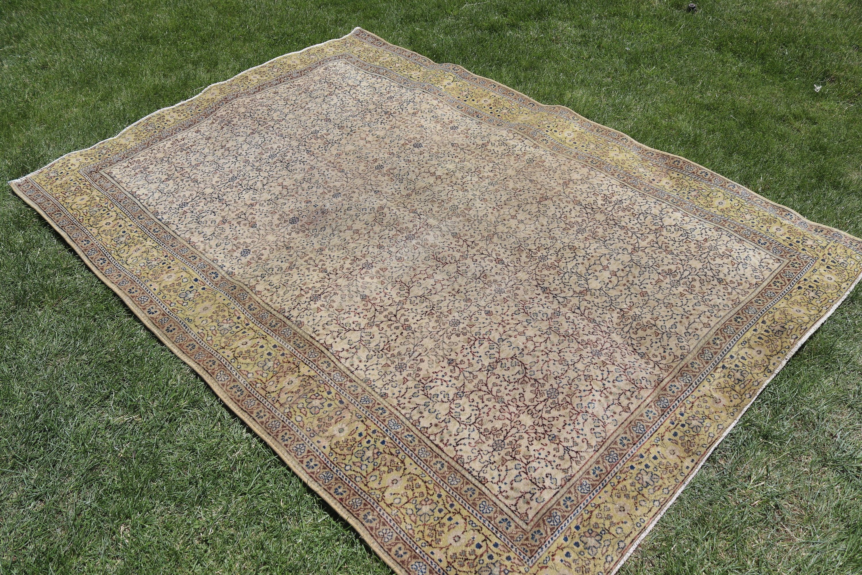 Türk Halısı, 4.8x6.8 ft Alan Halıları, Boho Halıları, Kahverengi Açıklama Halısı, Fas Halıları, Çocuk Halıları, Mutfak Halıları, Vintage Halılar, Zemin Halıları