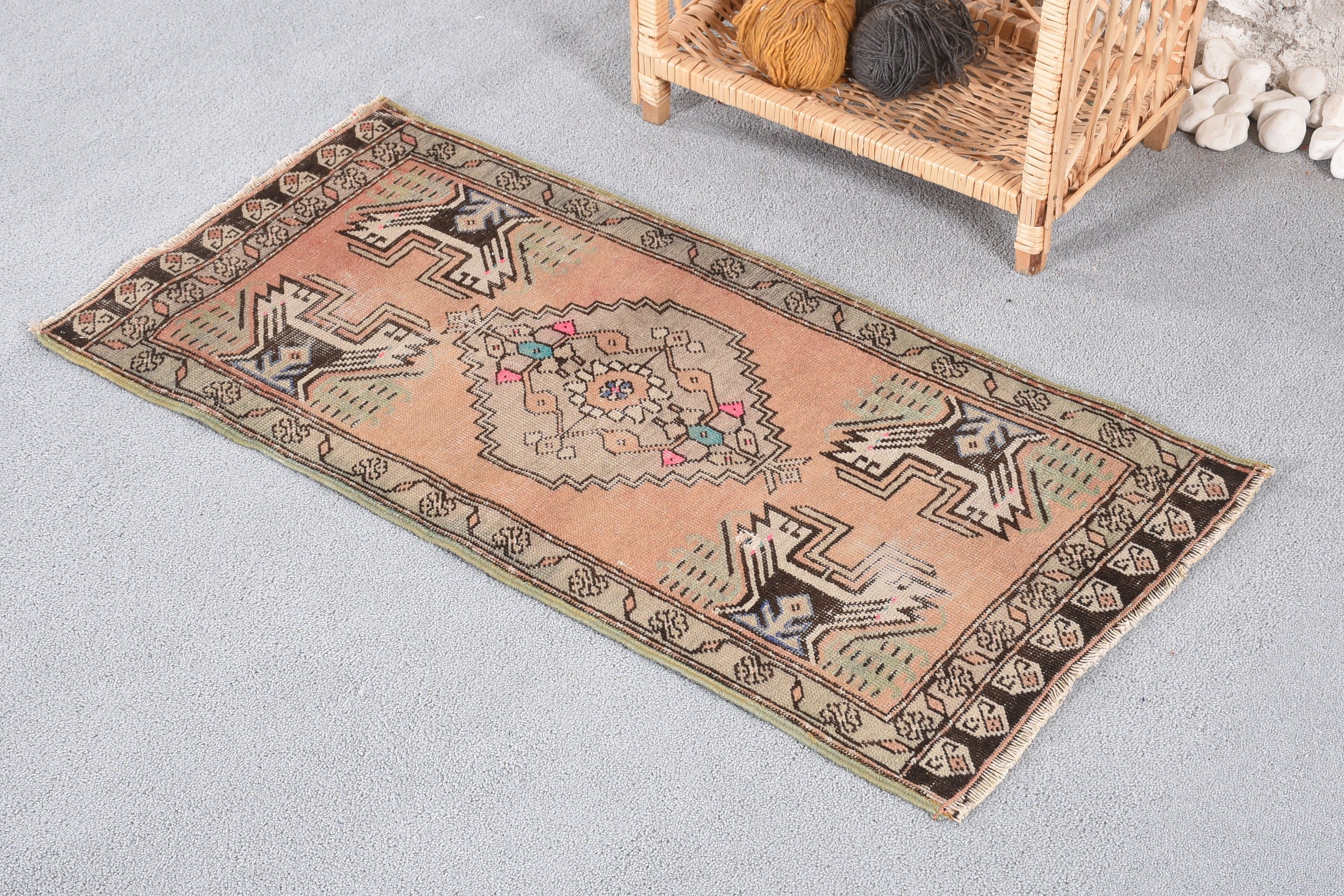 Turkish Rugs, Wall Hanging Rug, Vintage Rug, Brown Home Decor Rug, Nursery Rugs, Oriental Rug, 1.6x3.3 ft Small Rugs