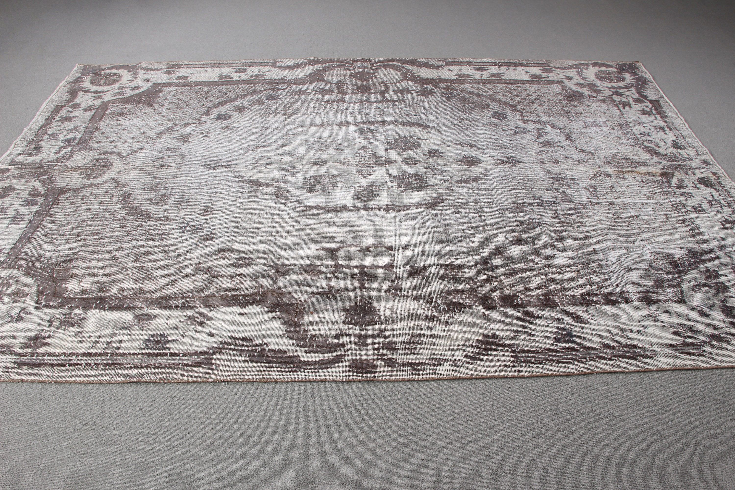 Vintage Rugs, Home Decor Rugs, White  6.7x9.9 ft Large Rugs, Neutral Rug, Dining Room Rugs, Large Oushak Rug, Turkish Rugs