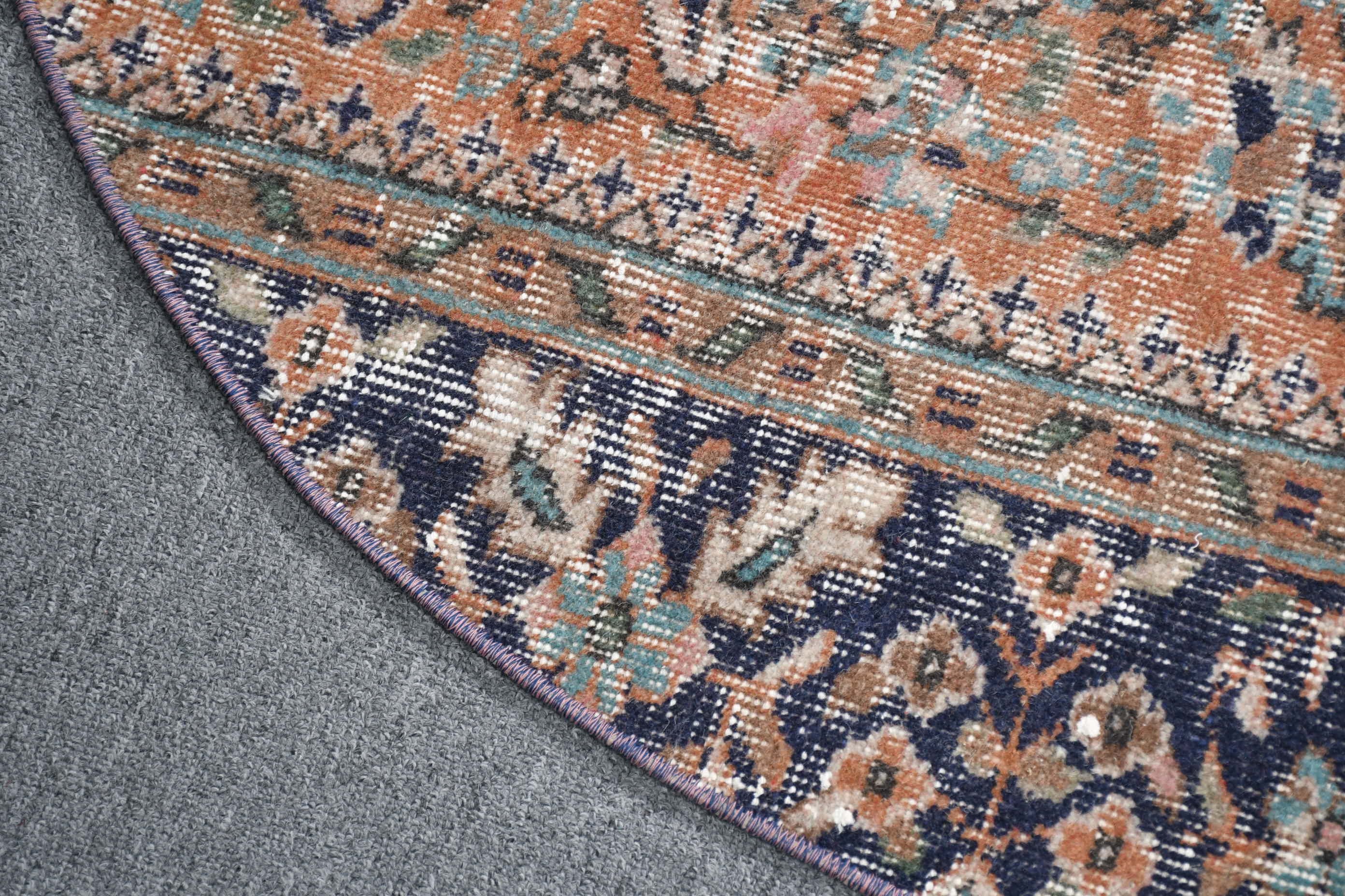 Kitchen Rug, Anatolian Rug, Rugs for Bedroom, Turkish Rug, Entry Rug, Wool Rug, Vintage Rug, 4.1x4.1 ft Accent Rug, Orange Oushak Rug