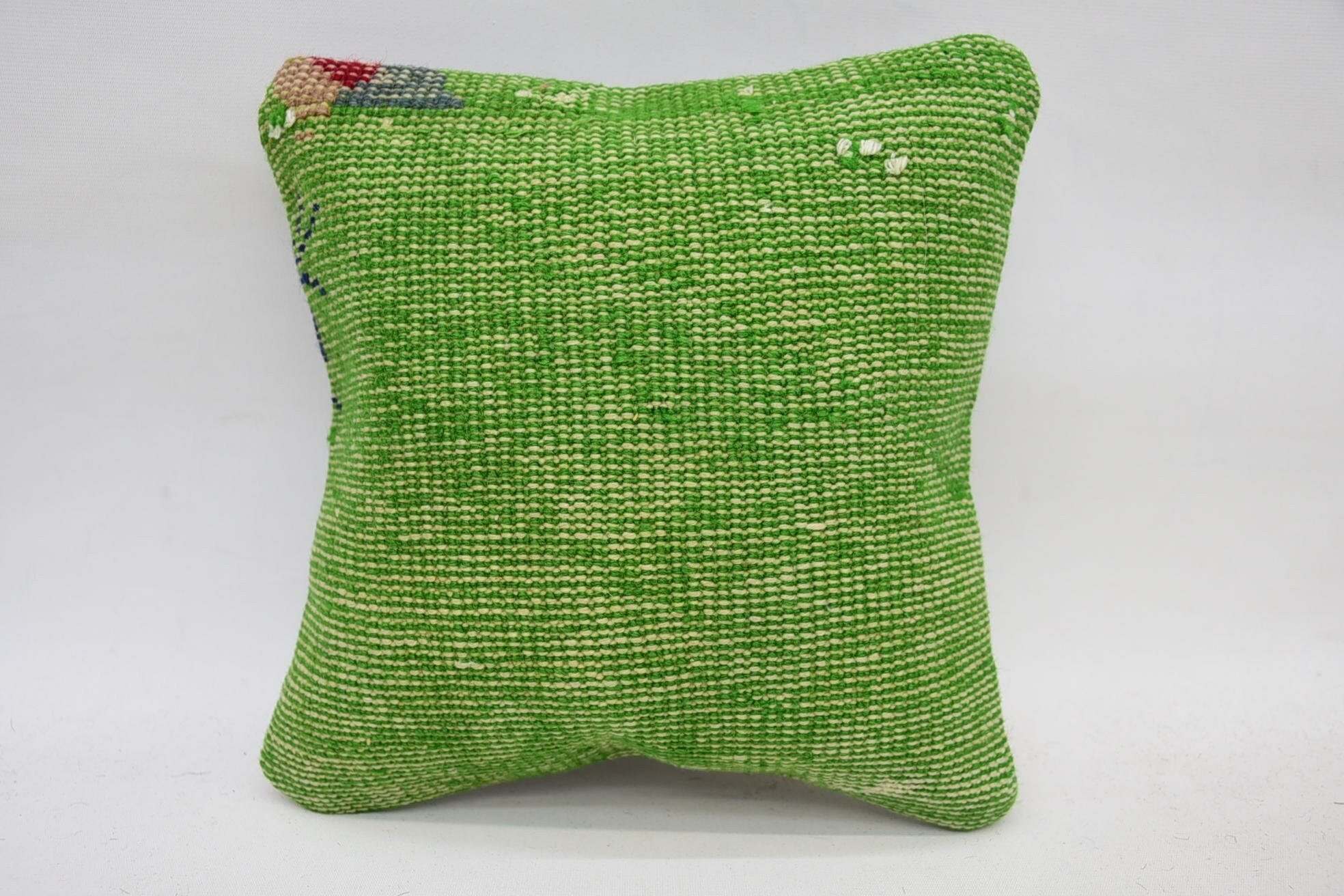 Vintage Kilim Pillow, Throw Kilim Pillow, 12"x12" Green Pillow, Sofa Cushion Case, Vintage Kilim Throw Pillow, Handwoven Cushion Cover