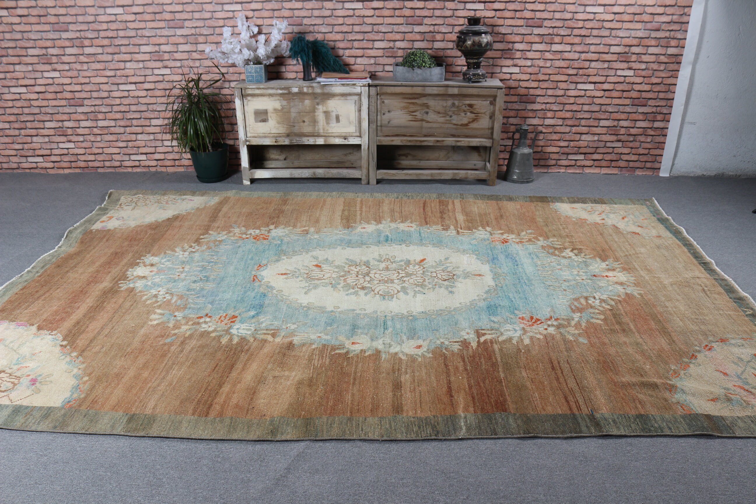 Oversize Vintage Rugs, 6.8x10.8 ft Oversize Rugs, Vintage Rug, Anatolian Rugs, Living Room Rugs, Turkish Rug, Brown Cool Rug