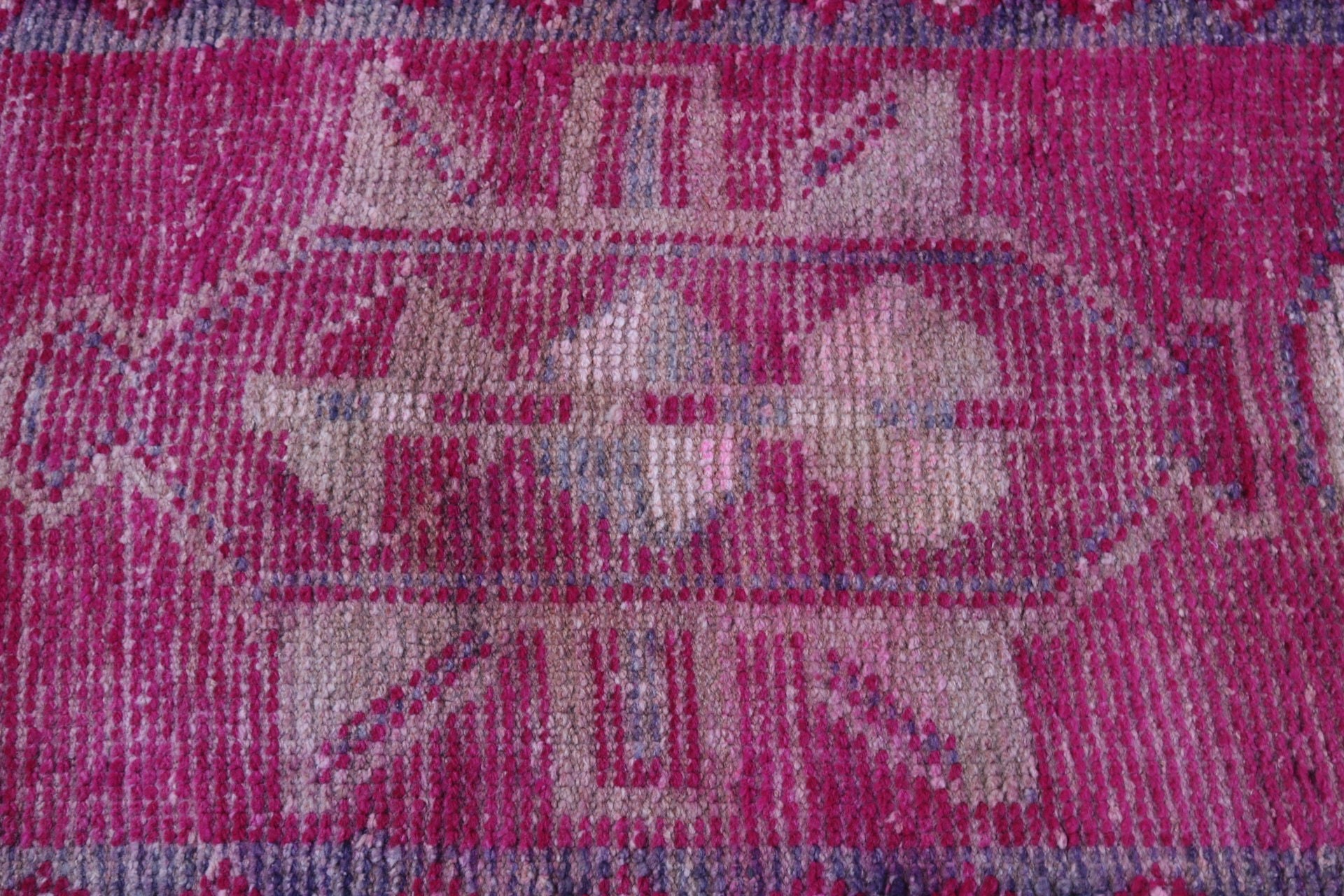 Uzun Koşucu için Halılar, 2.6x10.2 ft Runner Halıları, Mutfak Halıları, Vintage Halı, Türk Halıları, Geometrik Halı, Pembe Geometrik Halılar, Yer Halısı