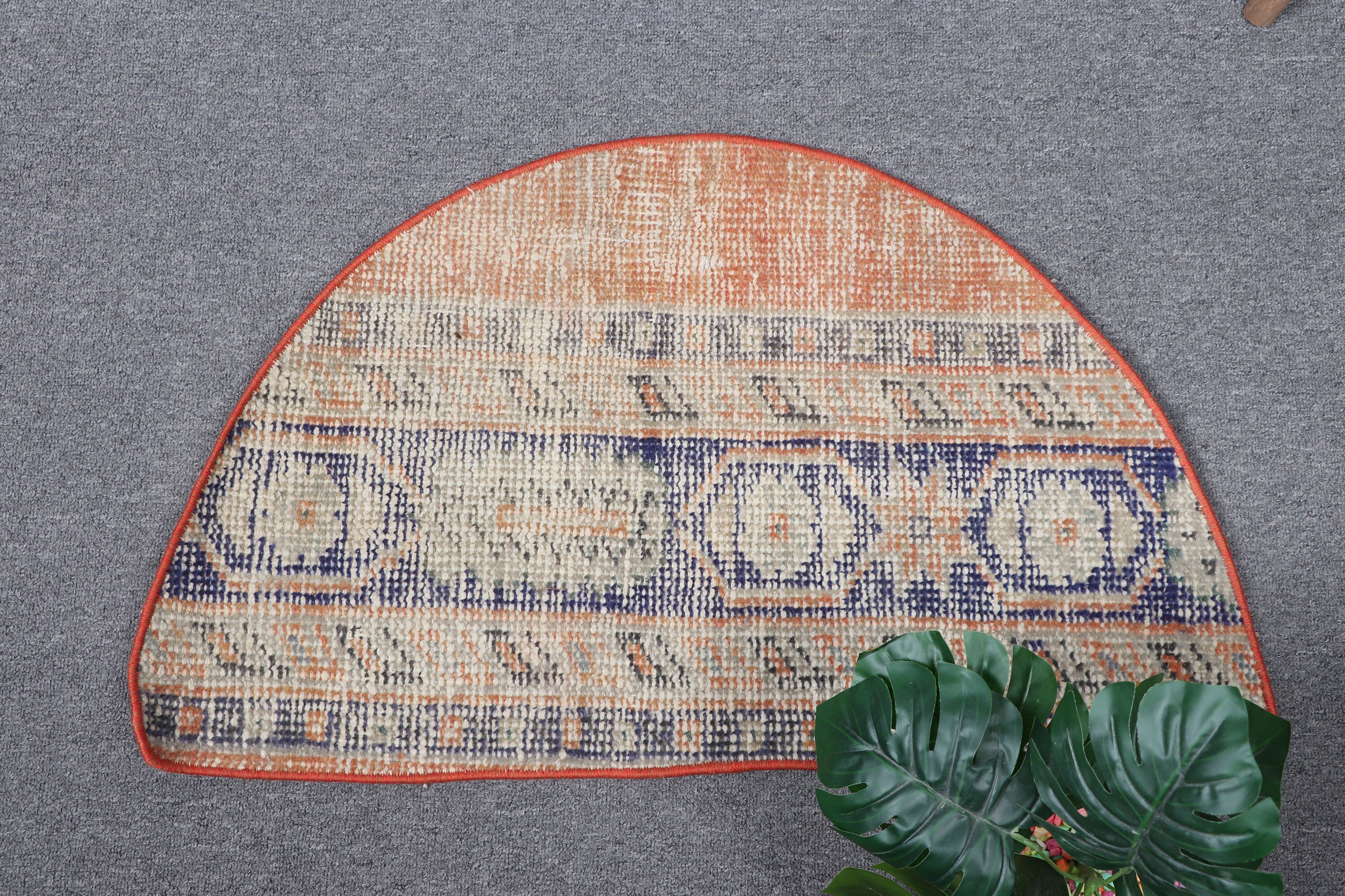 Bedroom Rug, Vintage Rug, Car Mat Rug, Floor Rugs, 2.5x1.5 ft Small Rug, Orange Home Decor Rug, Muted Rug, Oushak Rugs, Turkish Rugs