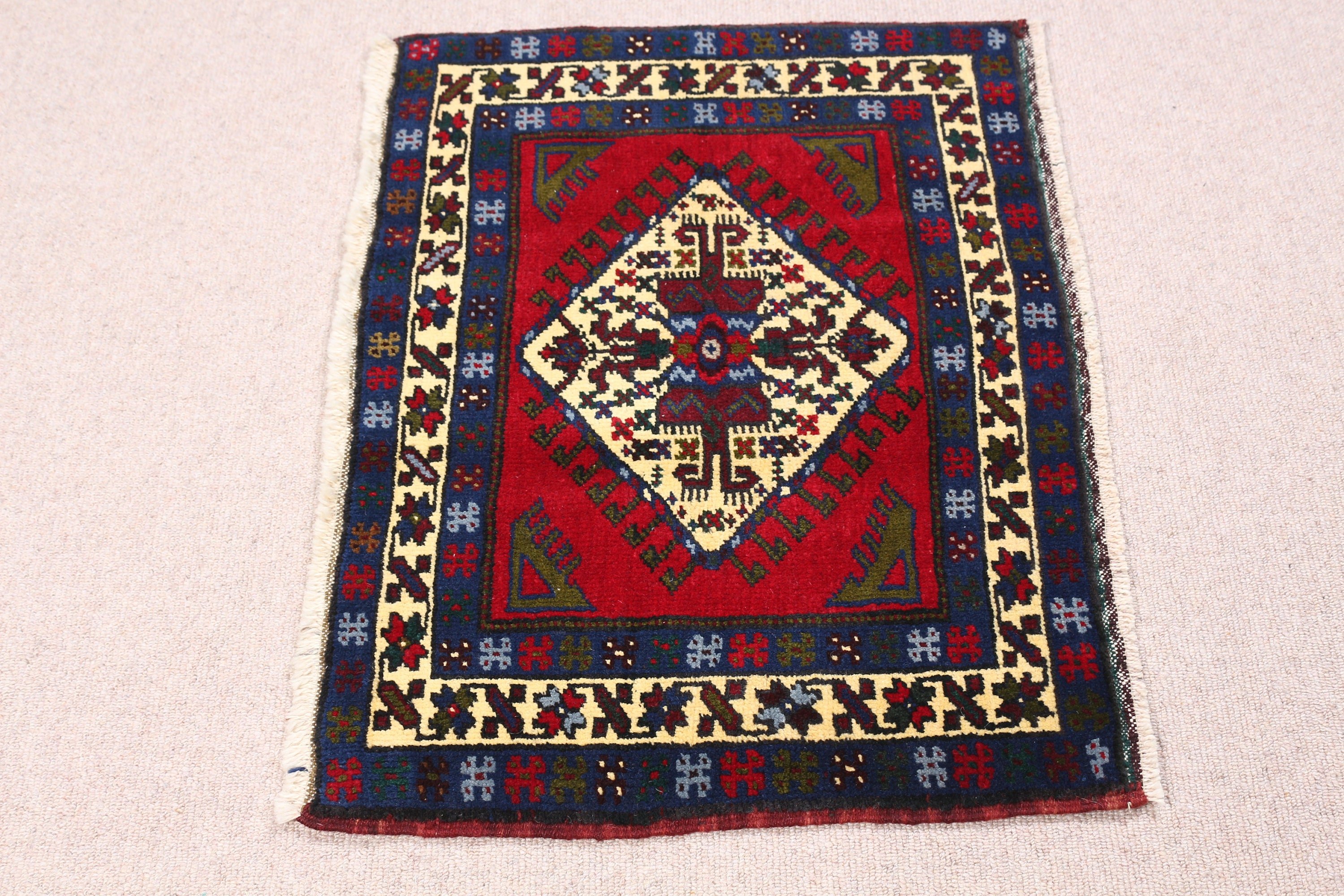 Vintage Rugs, Rugs for Bath, Oriental Rug, 1.9x2.5 ft Small Rug, Blue Anatolian Rugs, Kitchen Rug, Bathroom Rug, Turkish Rug