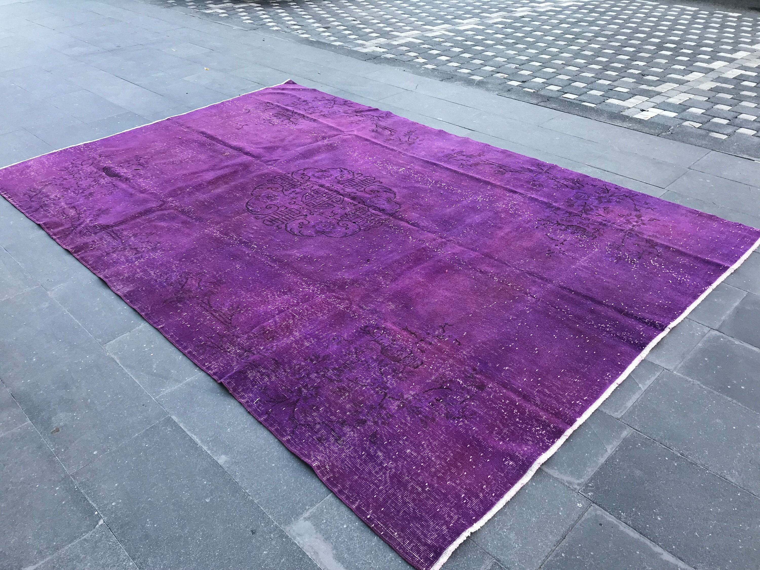 Cool Rug, Rugs for Saloon, Turkish Rug, 7x10.9 ft Oversize Rugs, Vintage Rug, Purple Cool Rug, Home Decor Rug, Salon Rug, Living Room Rugs