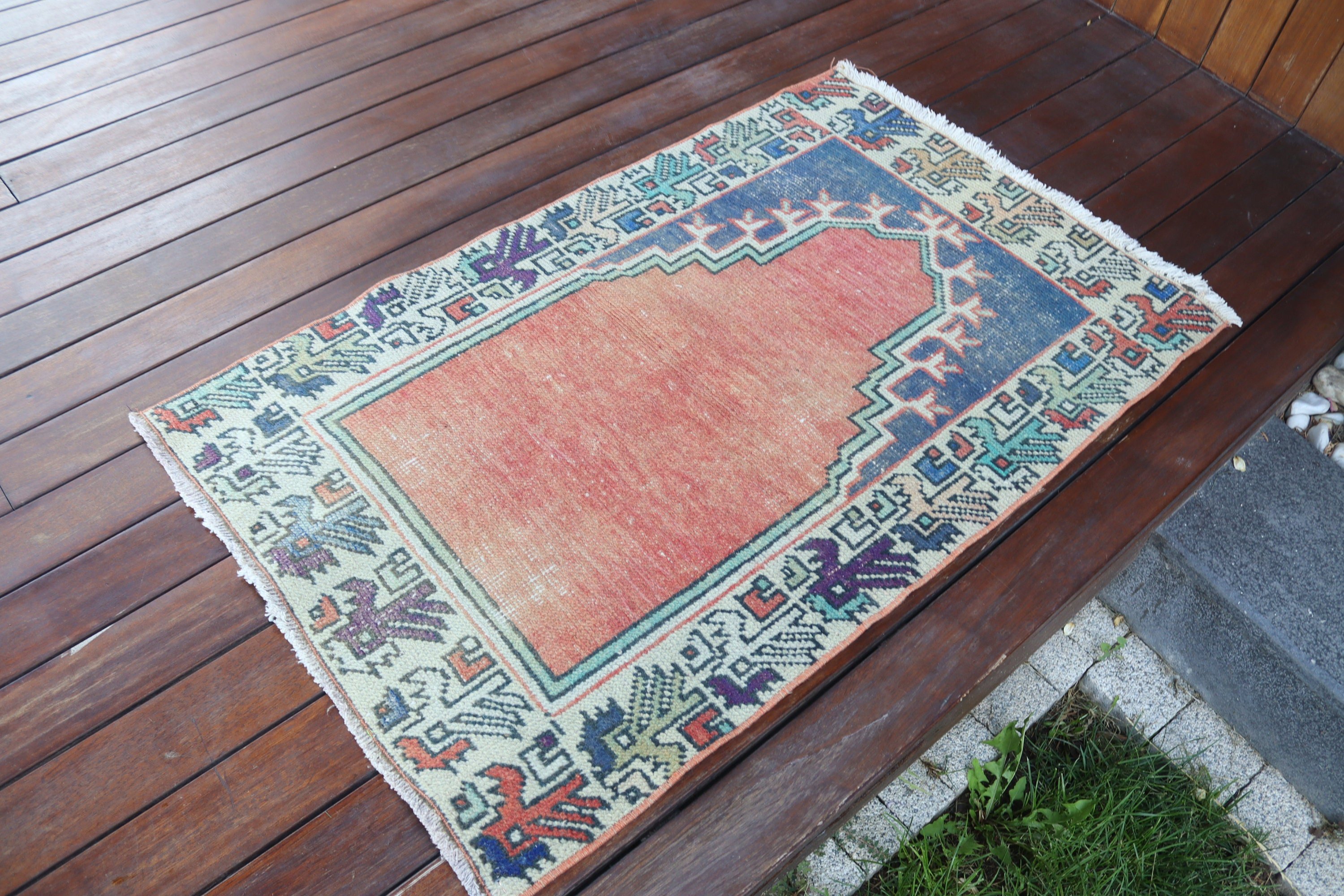 2.2x3.6 ft Small Rug, Rugs for Door Mat, Red Floor Rugs, Bath Rug, Antique Rug, Turkish Rug, Vintage Rug, Small Area Rug